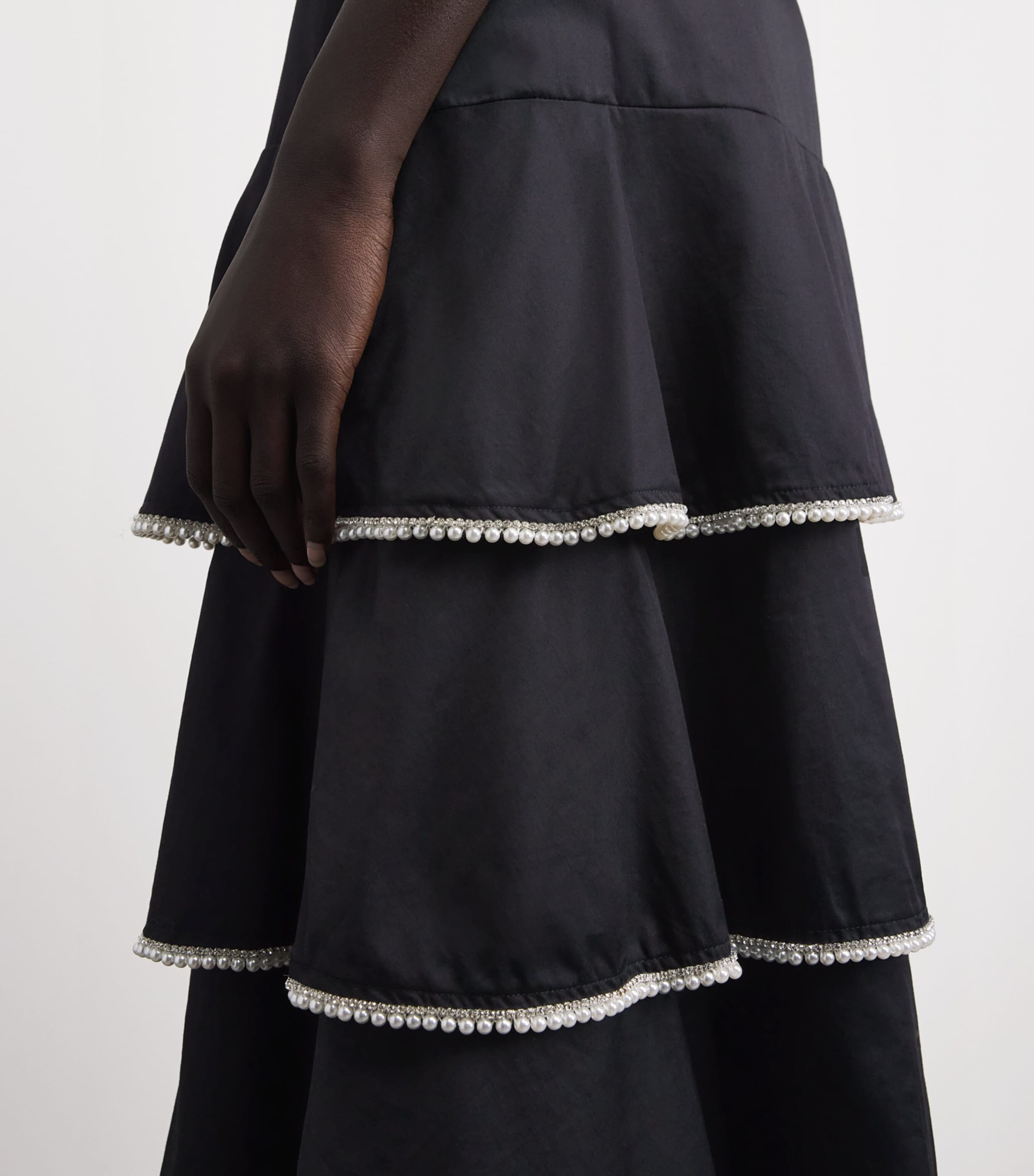 Sandro Paris Womens Cotton Embellished Maxi Skirt Black Image 3
