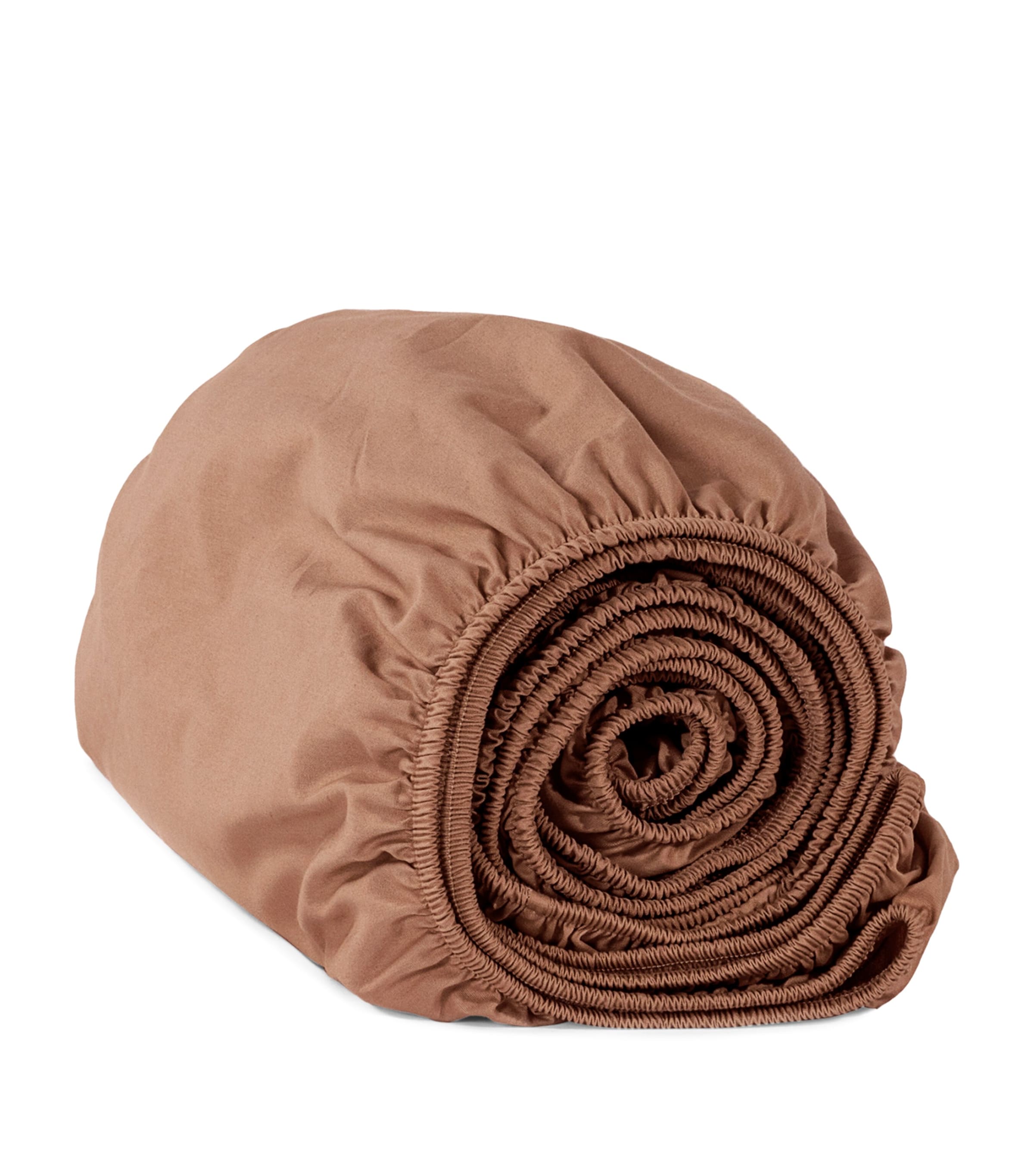 Hamam Organic Cotton Sateen Core Super King Fitted Sheet (180cm x 200cm) Caramel Image 1