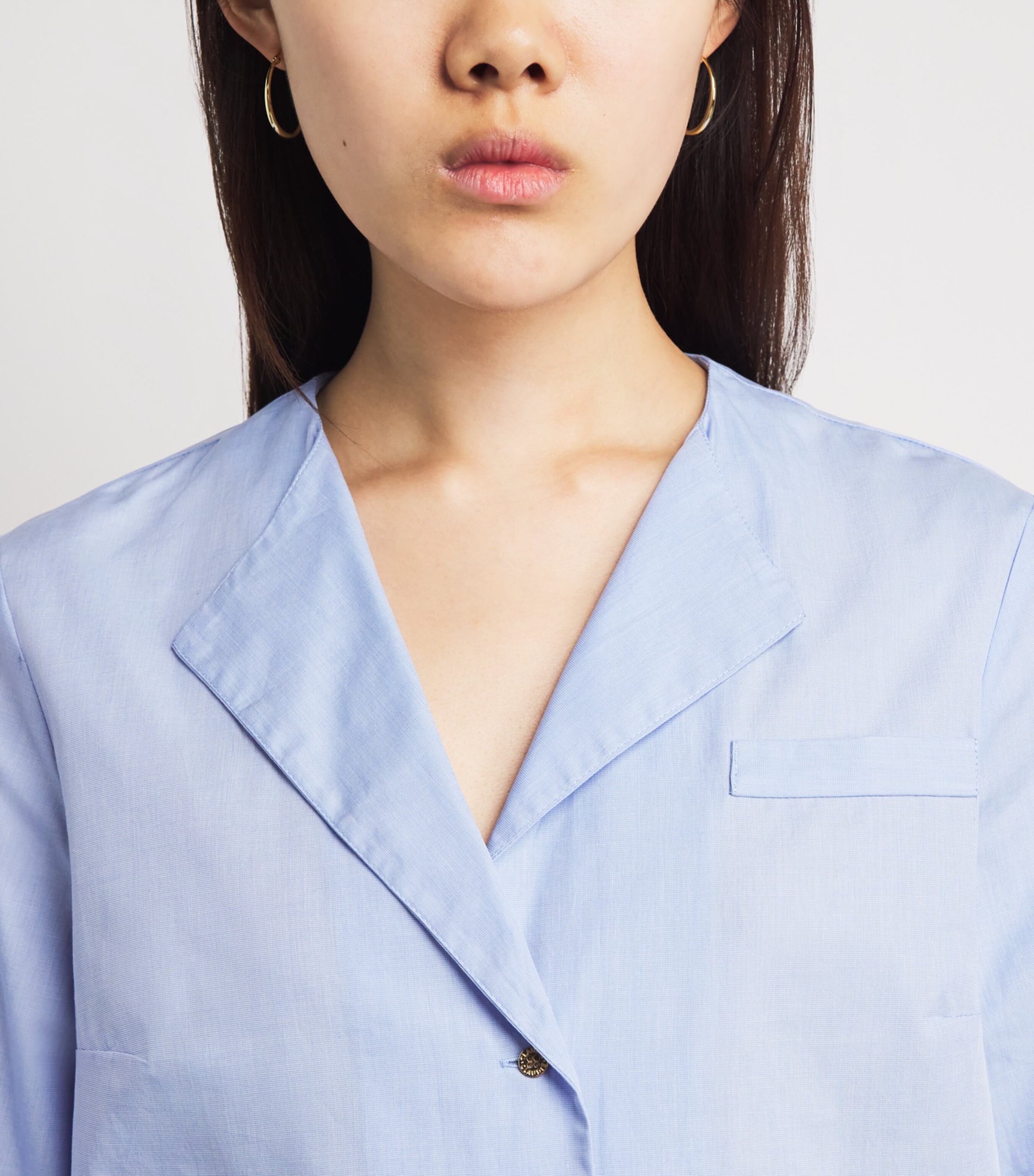 Claudie Pierlot Womens Cotton Poplin Shirt Sky Blue Image 3