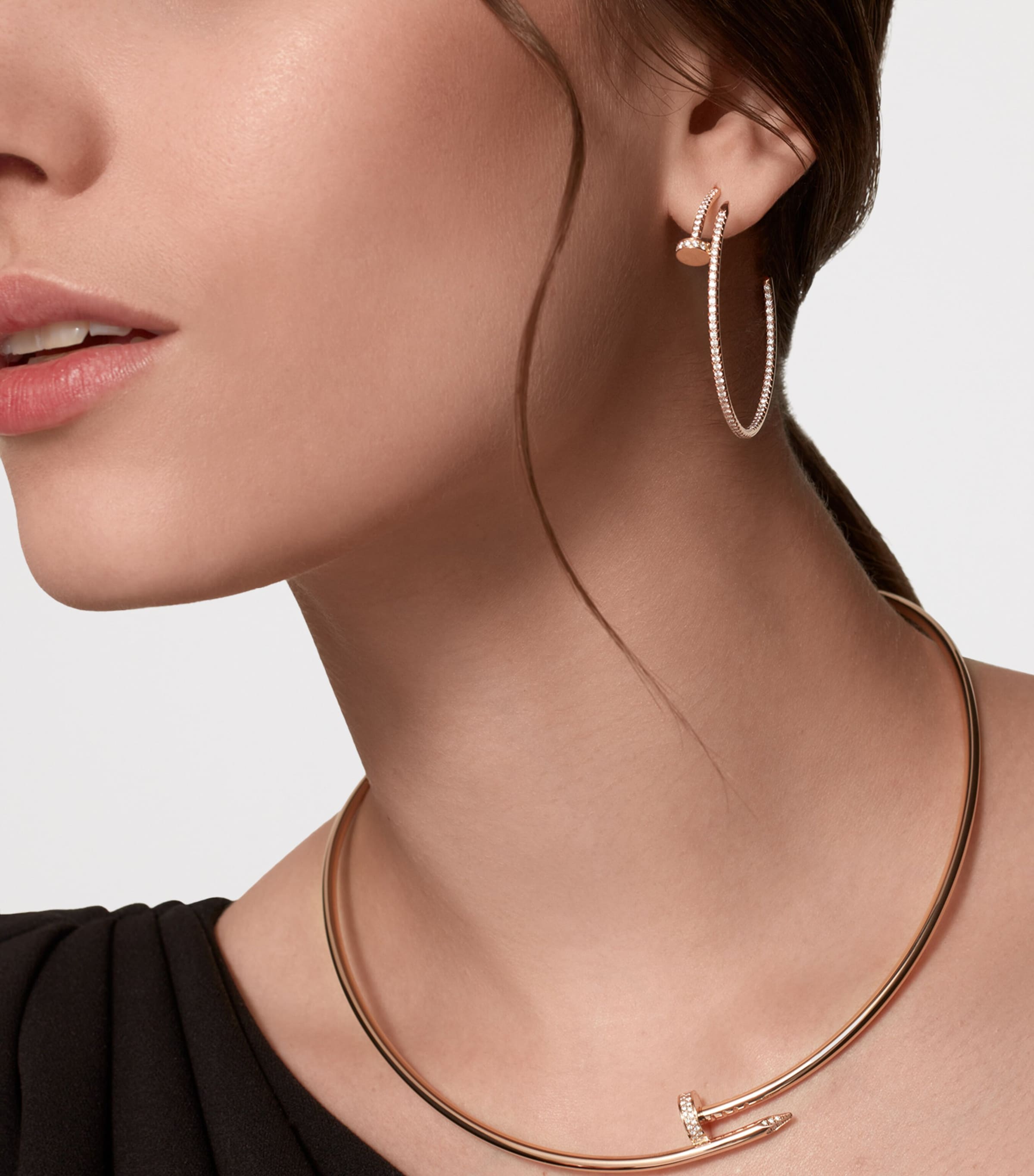 Rose Gold and Diamond Juste un Clou Hoop Earrings ROSE GOLD Image 2