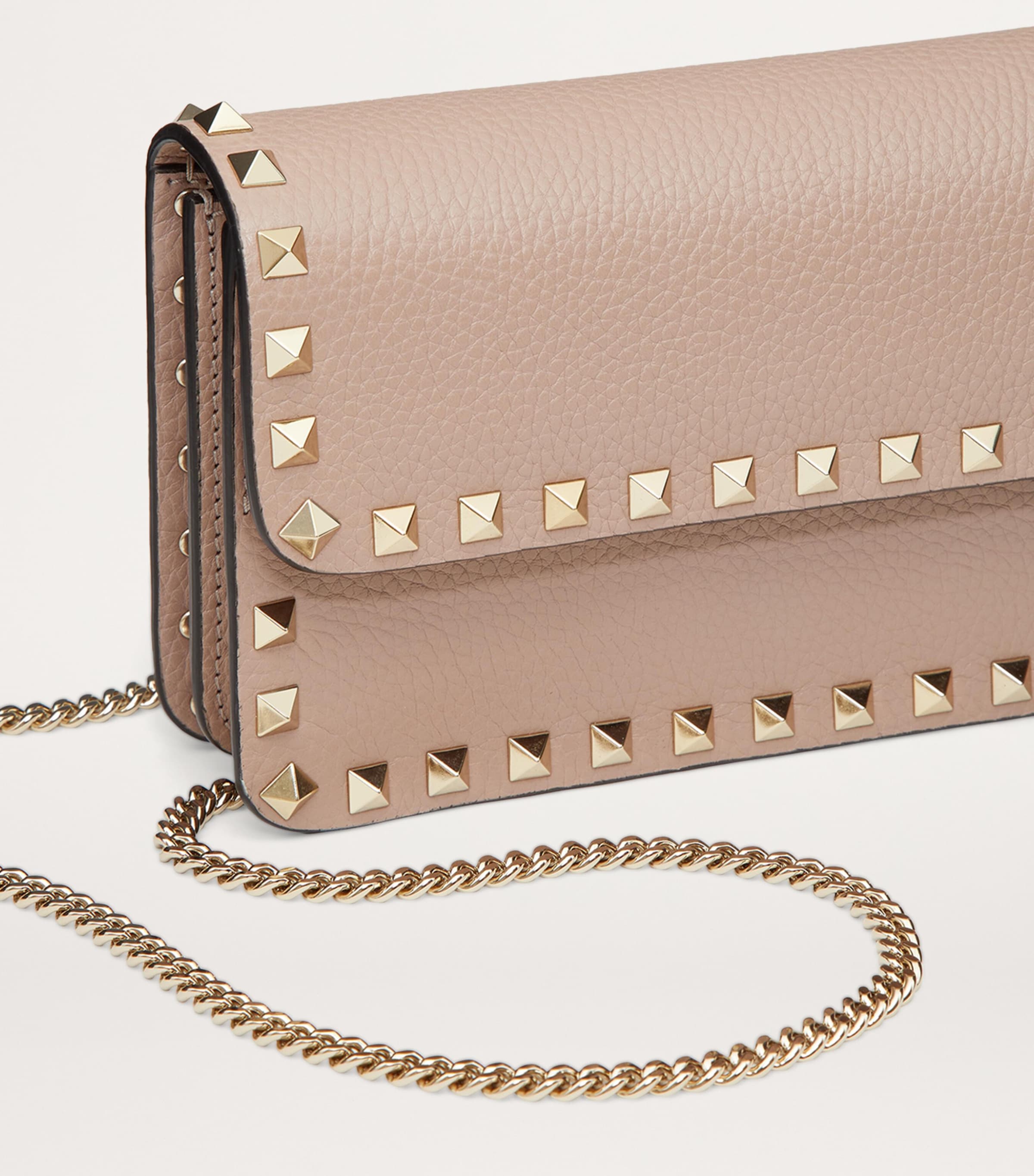 Valentino Garavani Leather Rockstud Chain Wallet | Harrods US