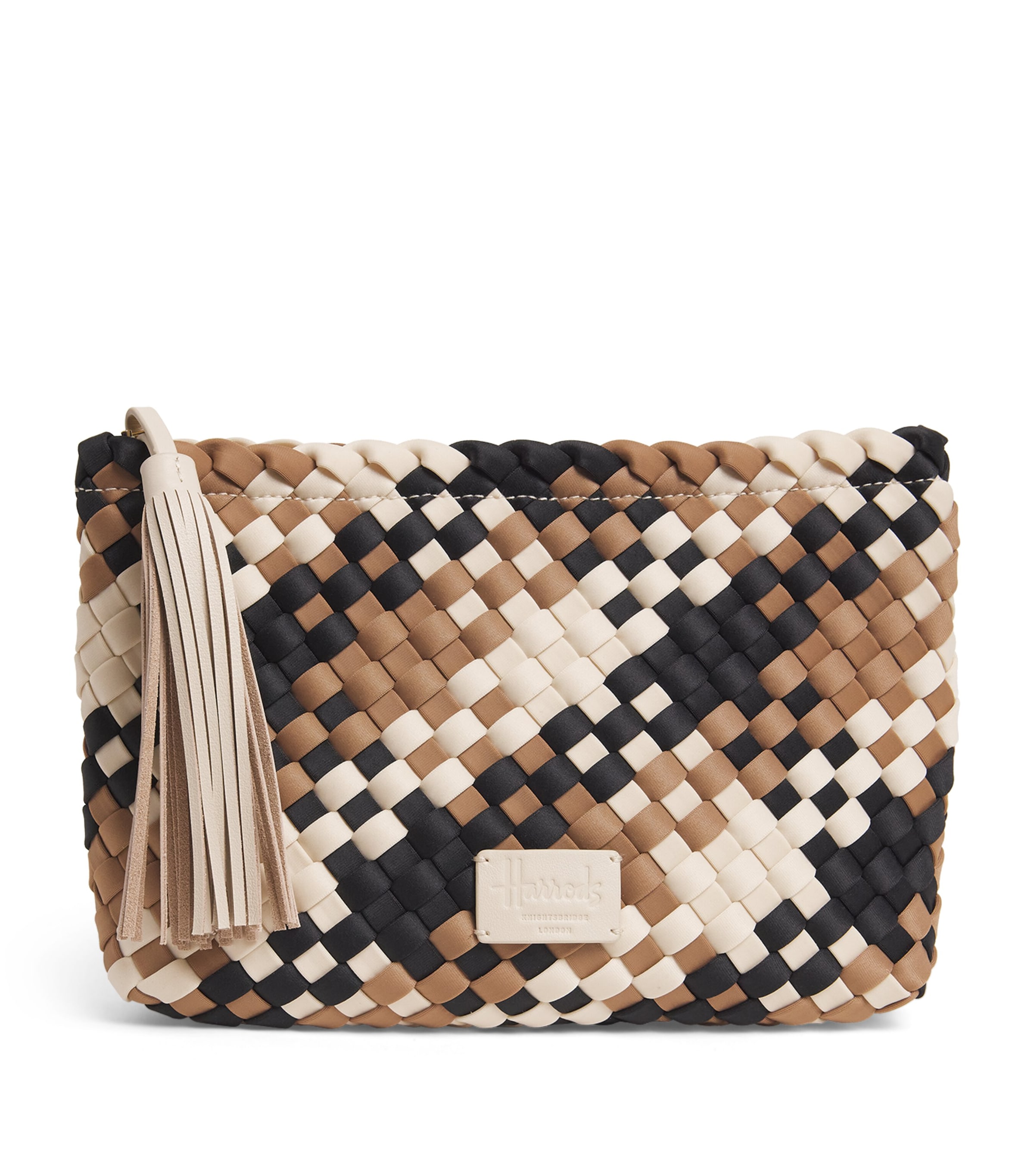 Harrods Neoprene Woven Pouch Ivory Image 1