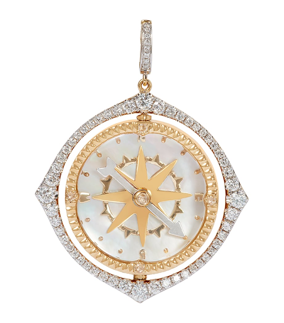 Yellow Gold and Diamond Mythology Spinning Compass Pendant YELLOW GOLD Image 1