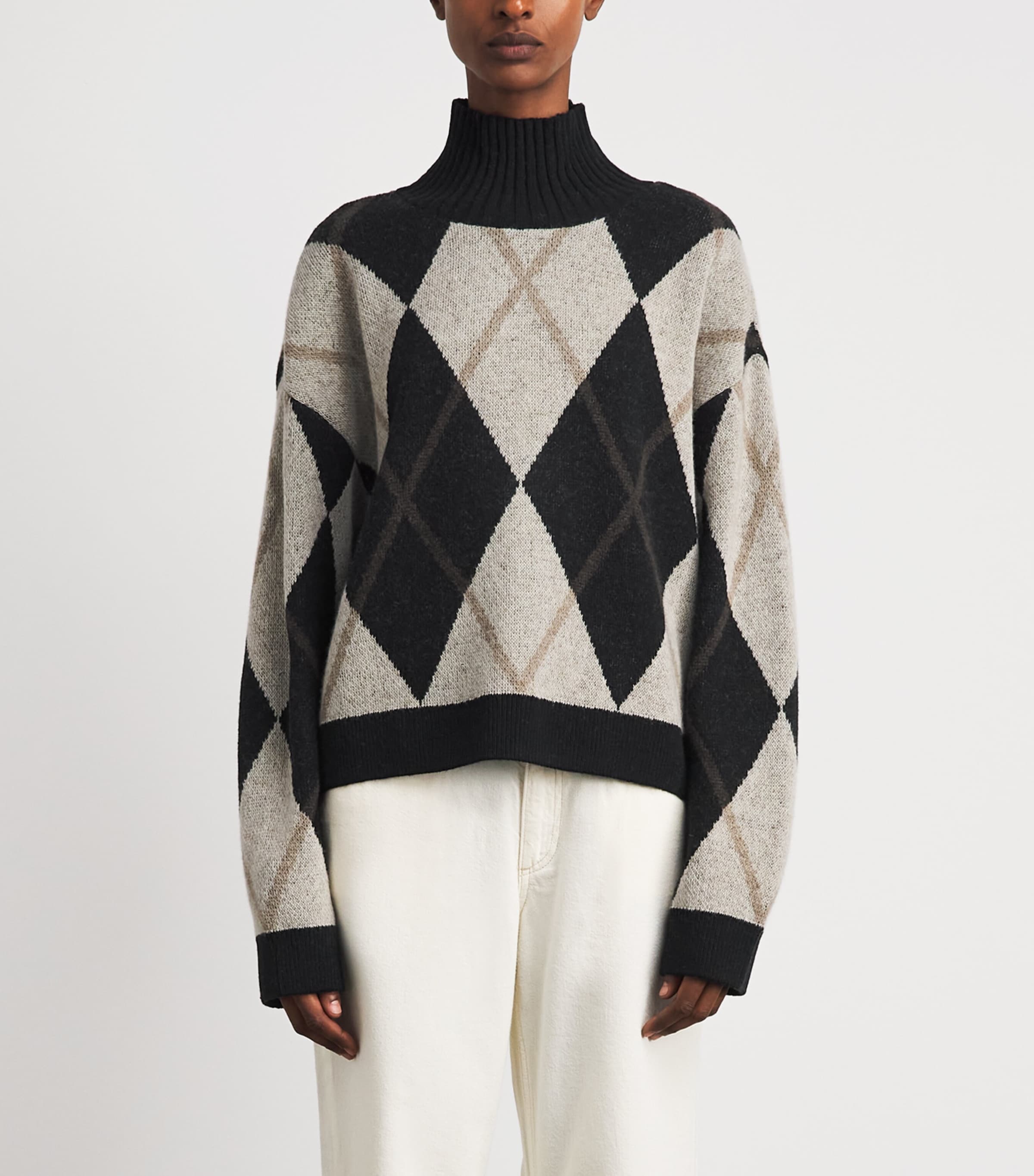 Barbour Womens Wool-Blend Argyle Marlow Sweater Image 4