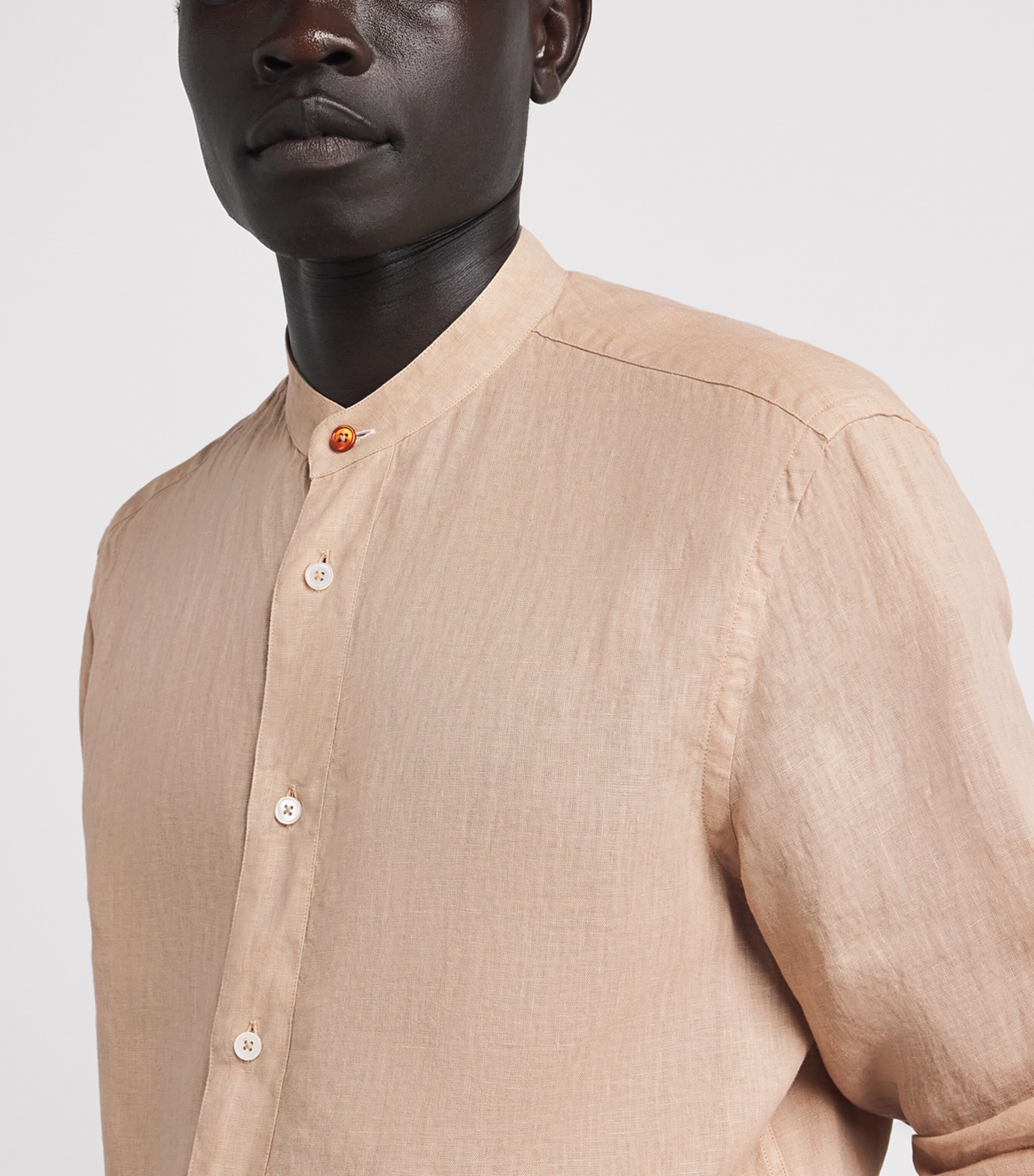 Paul Smith Mens Linen Stand-Collar Shirt Image 3