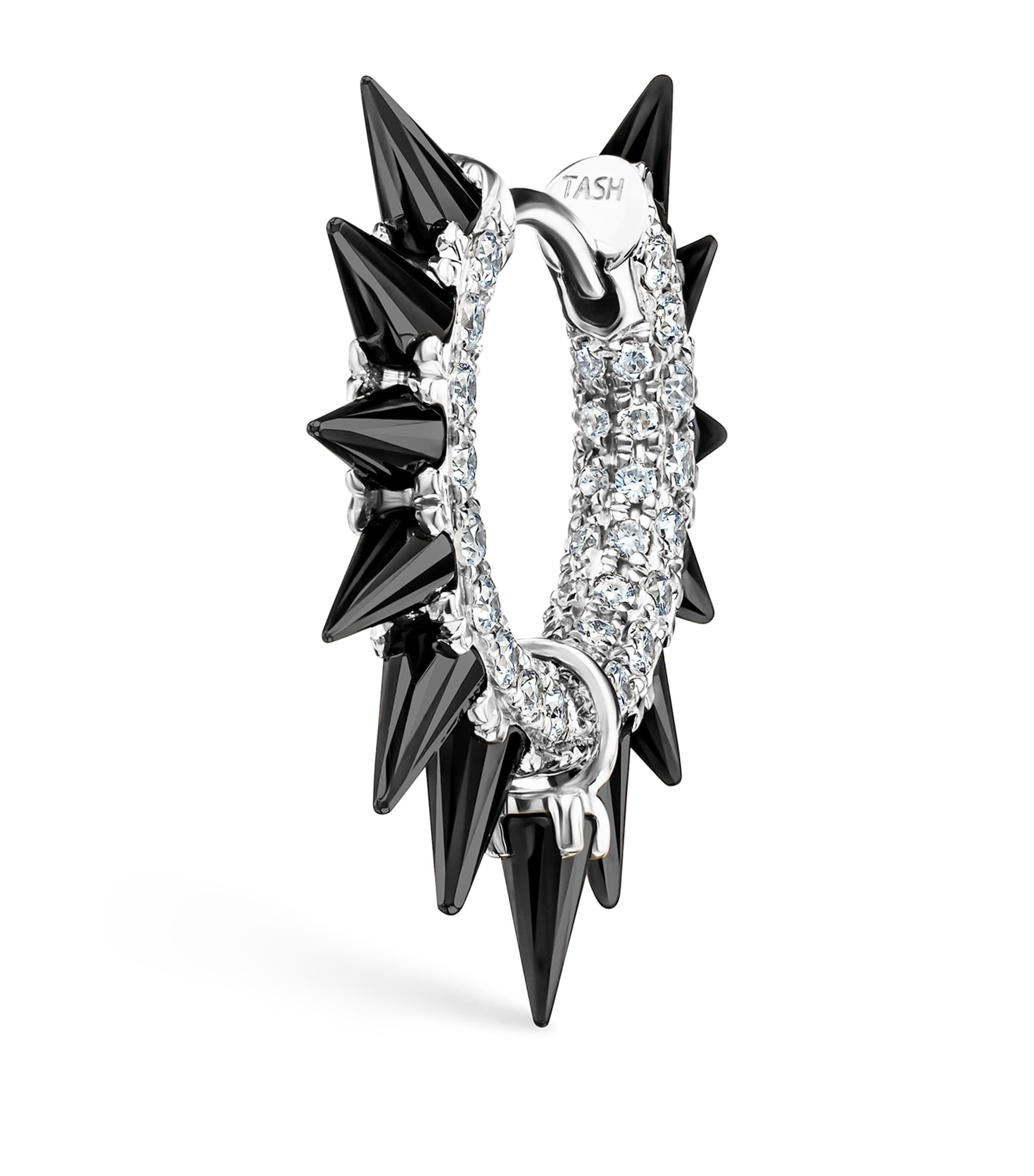 Maria Tash White Gold Black Moissanite Mohawk And Diamond Pavé Hoop Earring