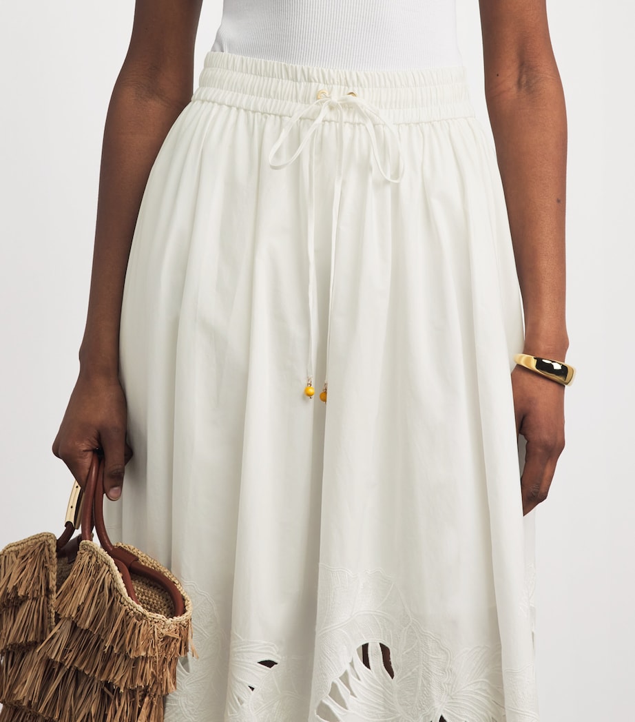 Zimmermann Womens Cotton Mahon Midi Skirt Ivo Ivory Image 3