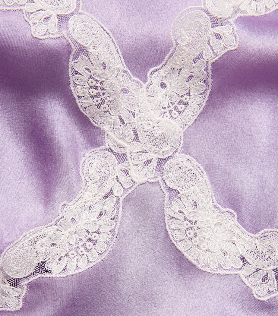 Loretta Caponi Womens Silk-Lace Albina Slip Dress Lilac Image 6