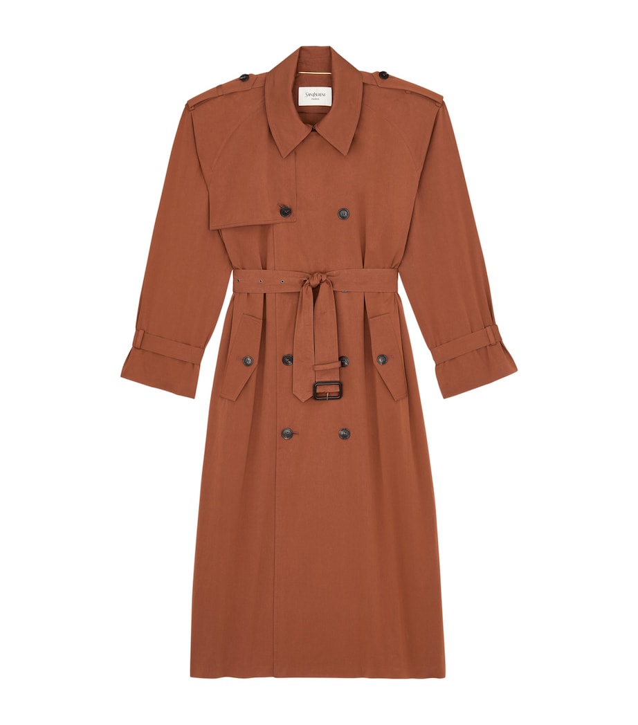 Saint Laurent Womens Cotton-Silk Oversized Trench Coat Image 1