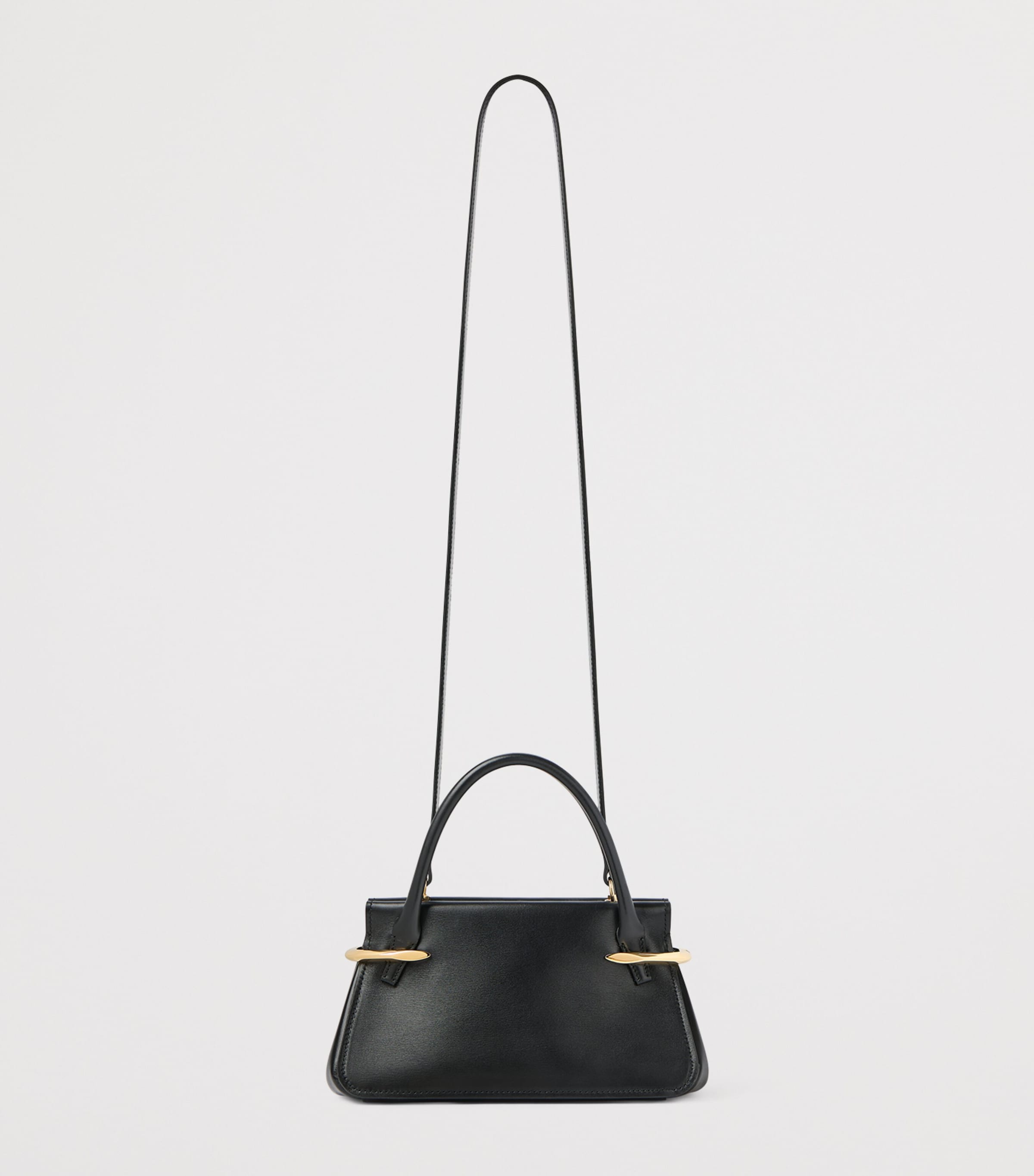 Mini Leather Pinch Top-Handle Bag BLACK Image 4