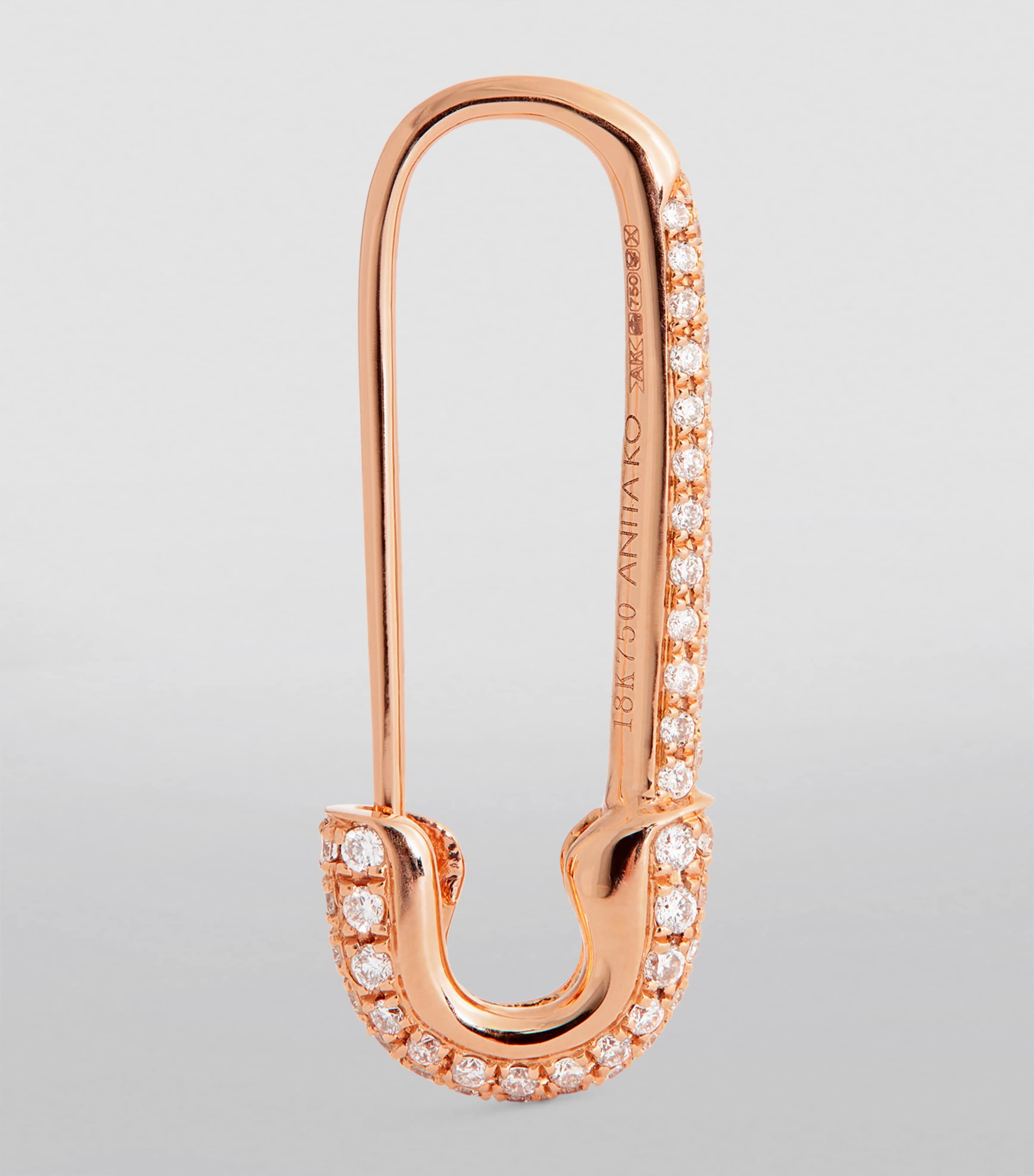 Anita Ko Rose Gold and Diamond Safety Pin Single Left Earring Rose Gold Image 3