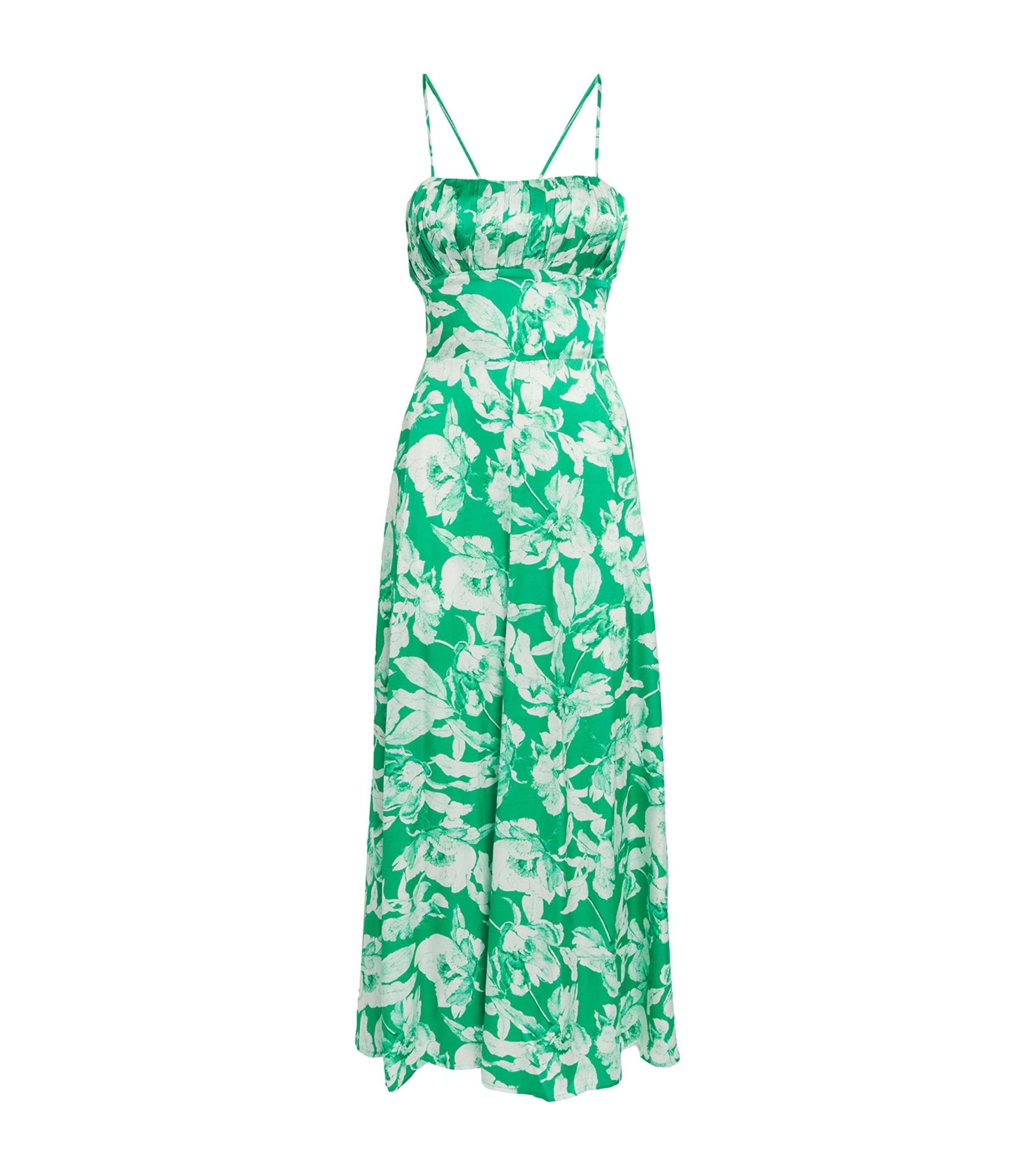 Maje Womens Bicolore Graphic-print Square-neck Woven Midi Dress