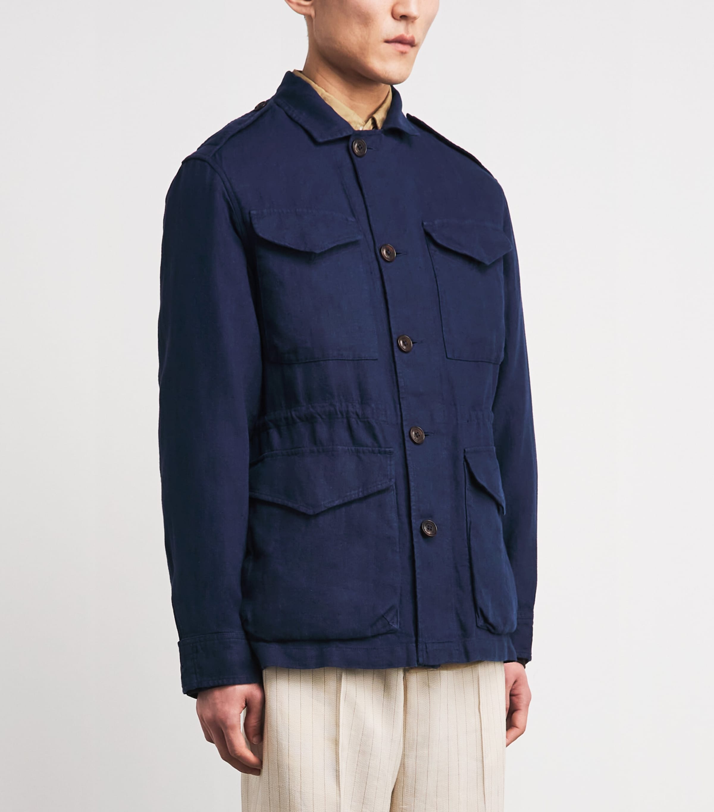 Polo Ralph Lauren Mens Linen Shirt Newport Navy Image 4
