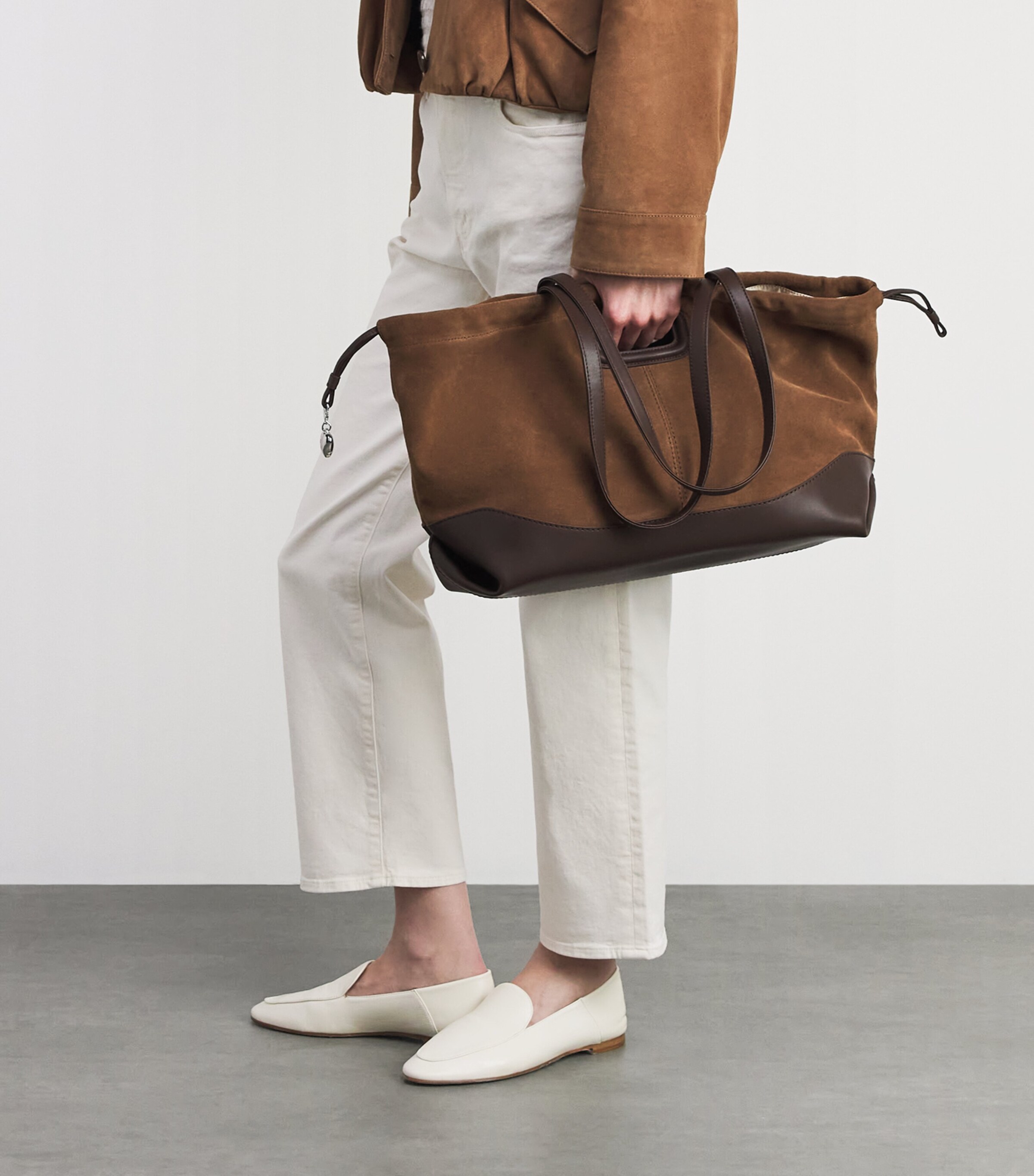 Maje Leather and Suede Milpi Tote Bag Camel/brown Image 4