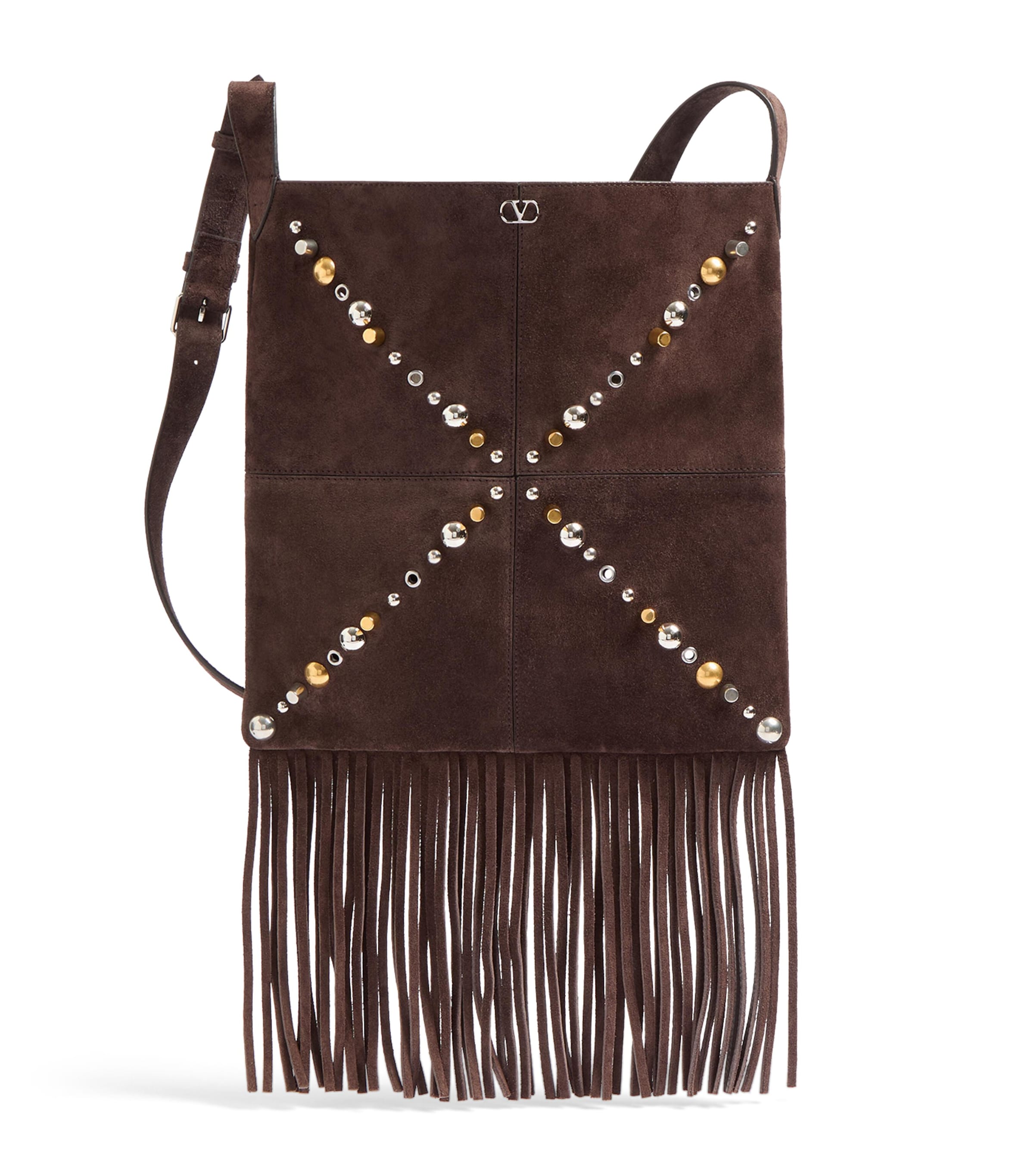 Valentino Suede Nellcote Cross-body Bag In Brown