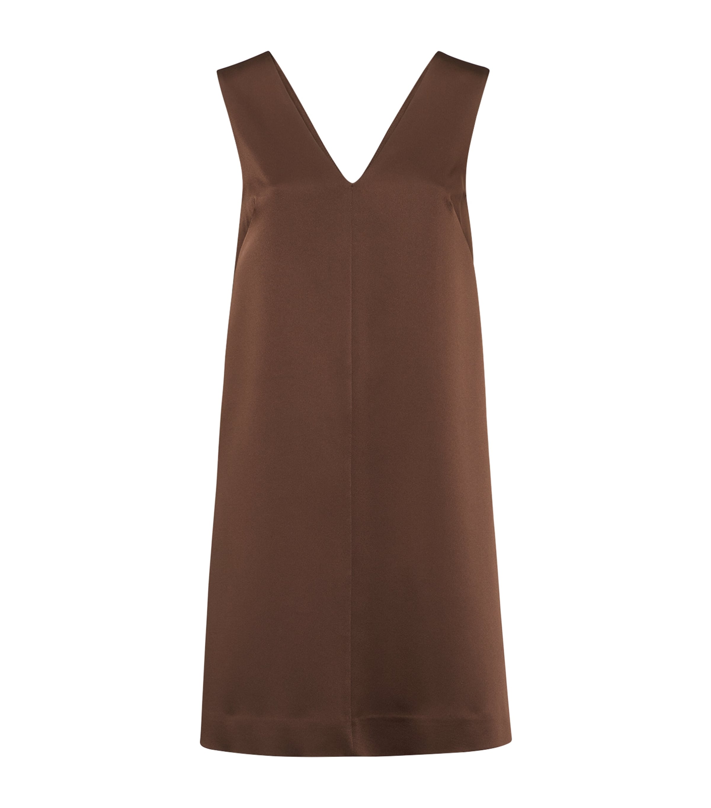 Brunello Cucinelli Satin Cady Mini Dress In Brown