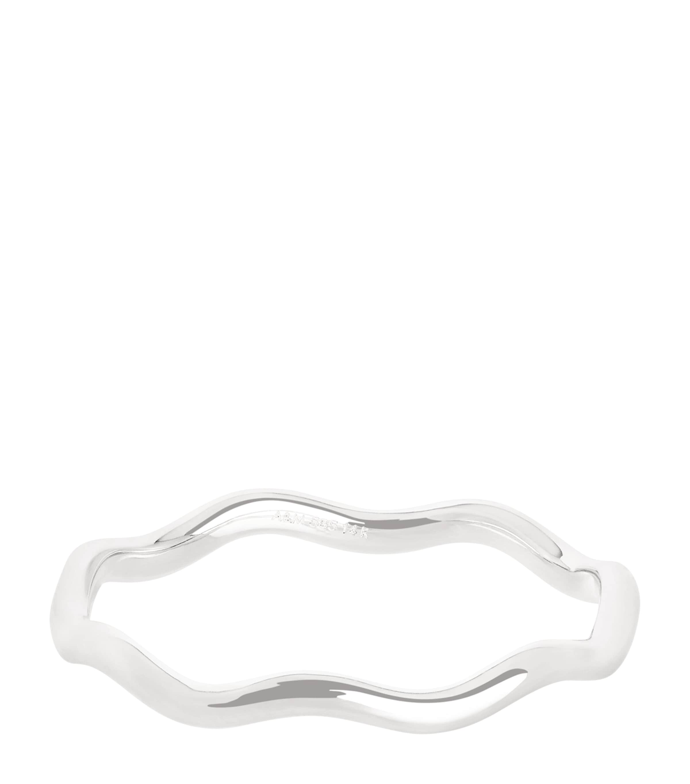 Astrid & Miyu White Gold Wave Ring White Gold Image 1