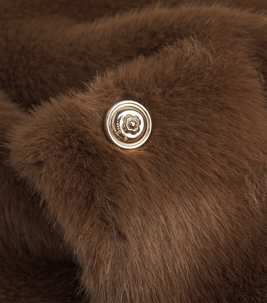 Faux Fur Double-Breasted Coat BROWN Image 5