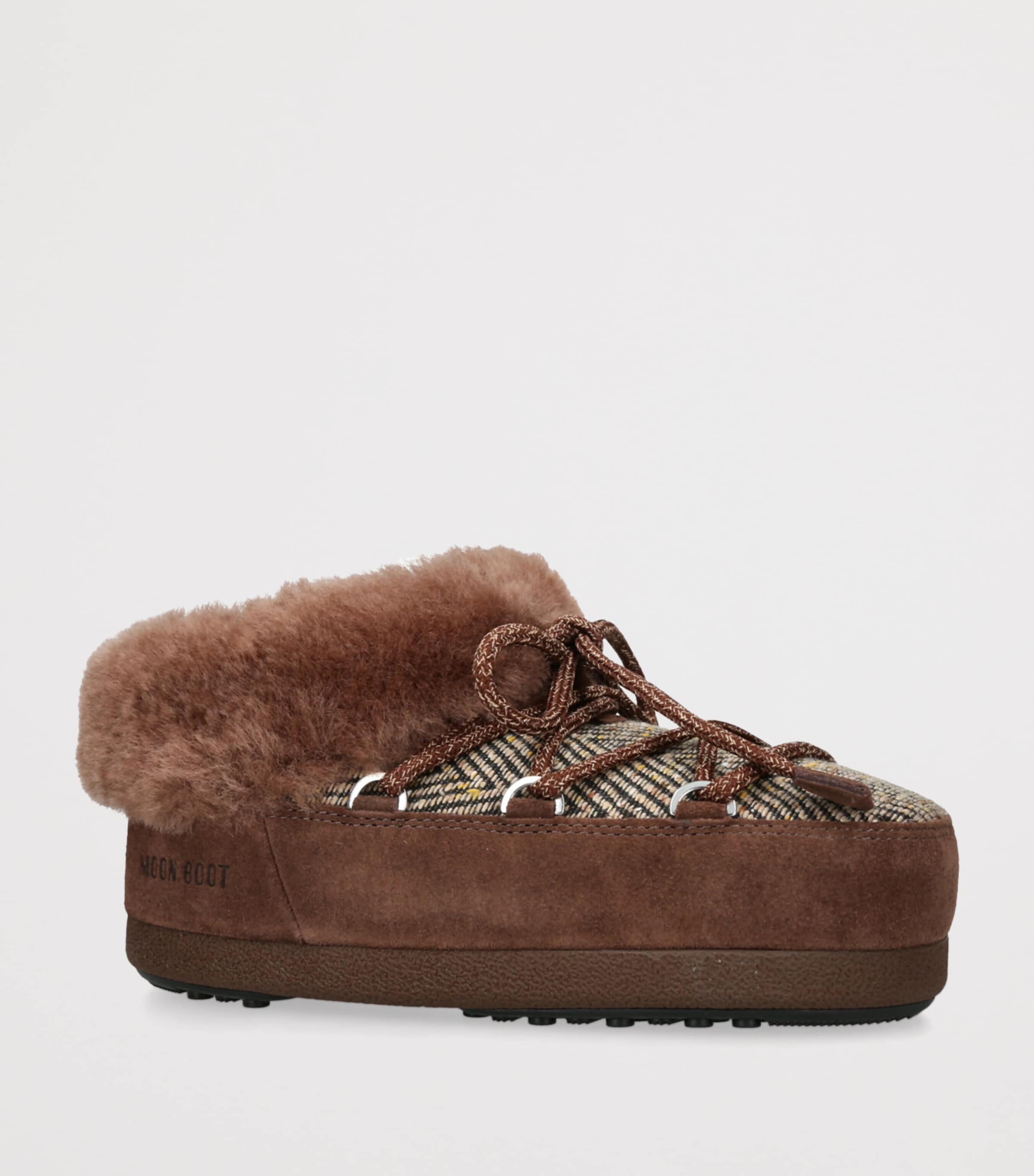 x Guest In Residence Suede Shearling-Trim Chalet Mules BROWN Image 3