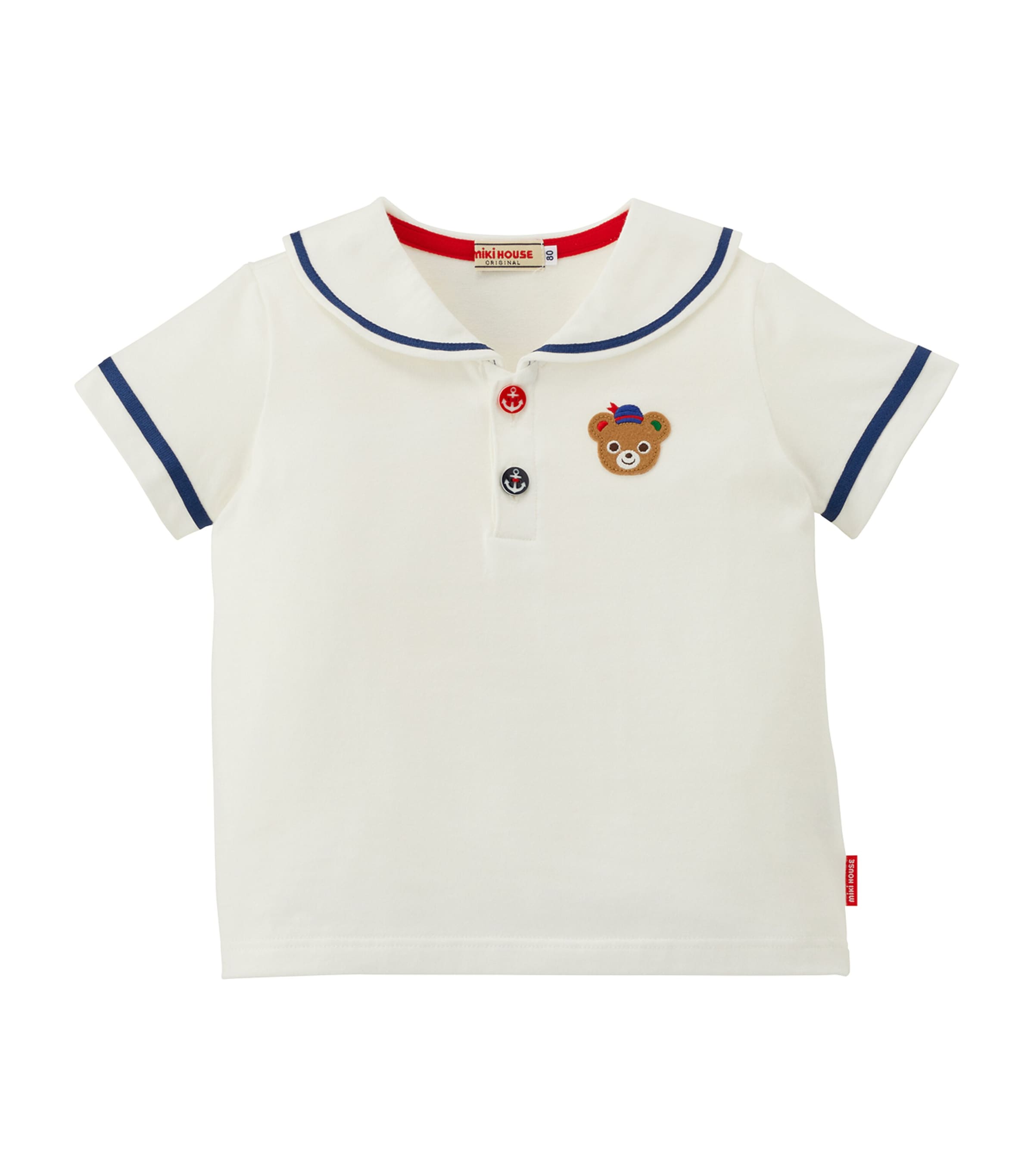 Miki House Cotton Collared T-shirt In White