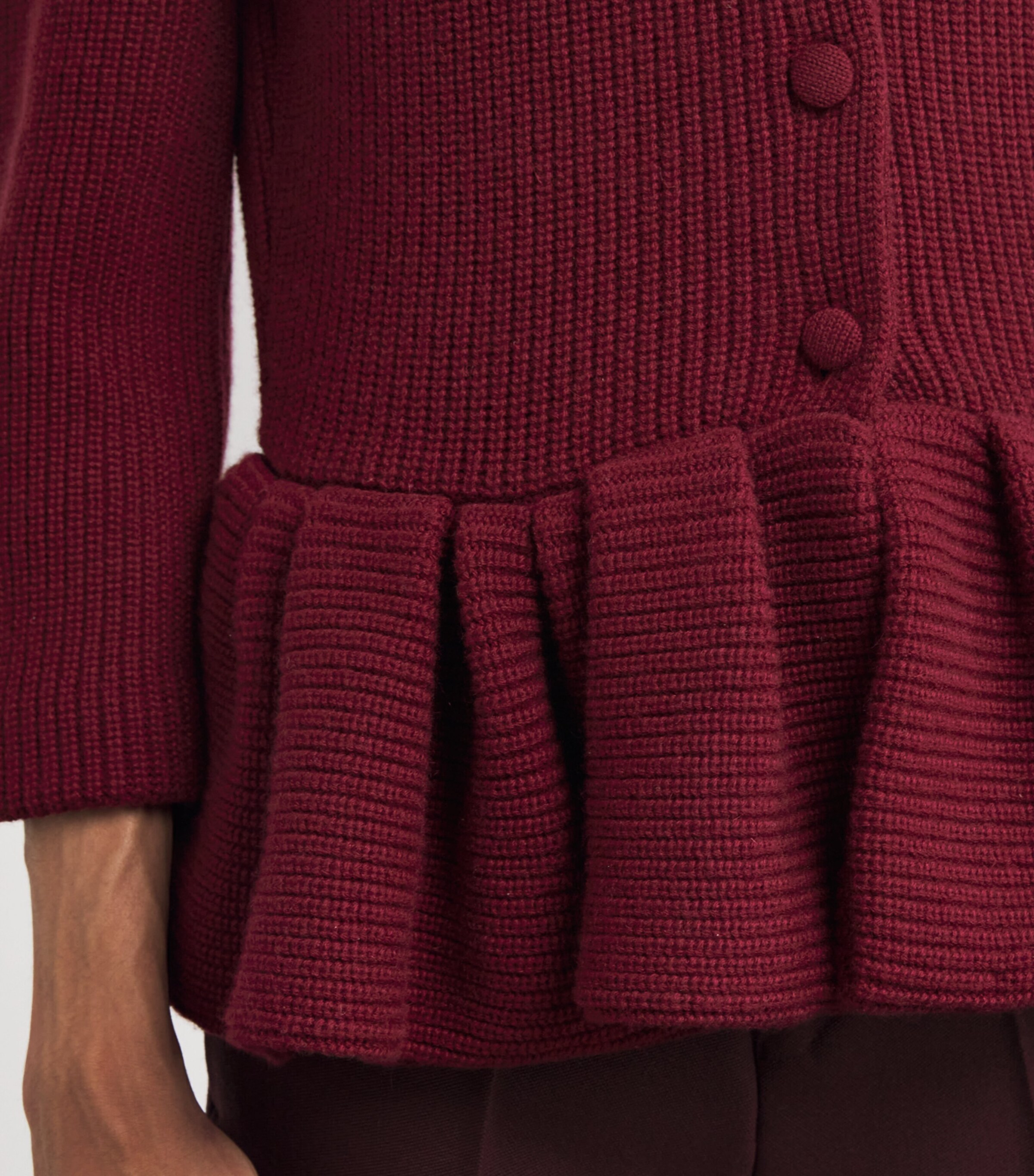 Liberowe Womens Cashmere Peplum Cardigan Burgundy Image 6