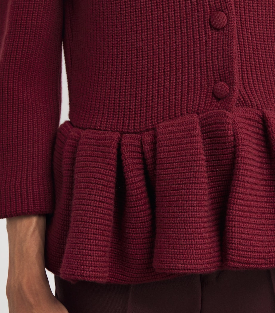 Liberowe Womens Cashmere Peplum Cardigan Burgundy Image 6