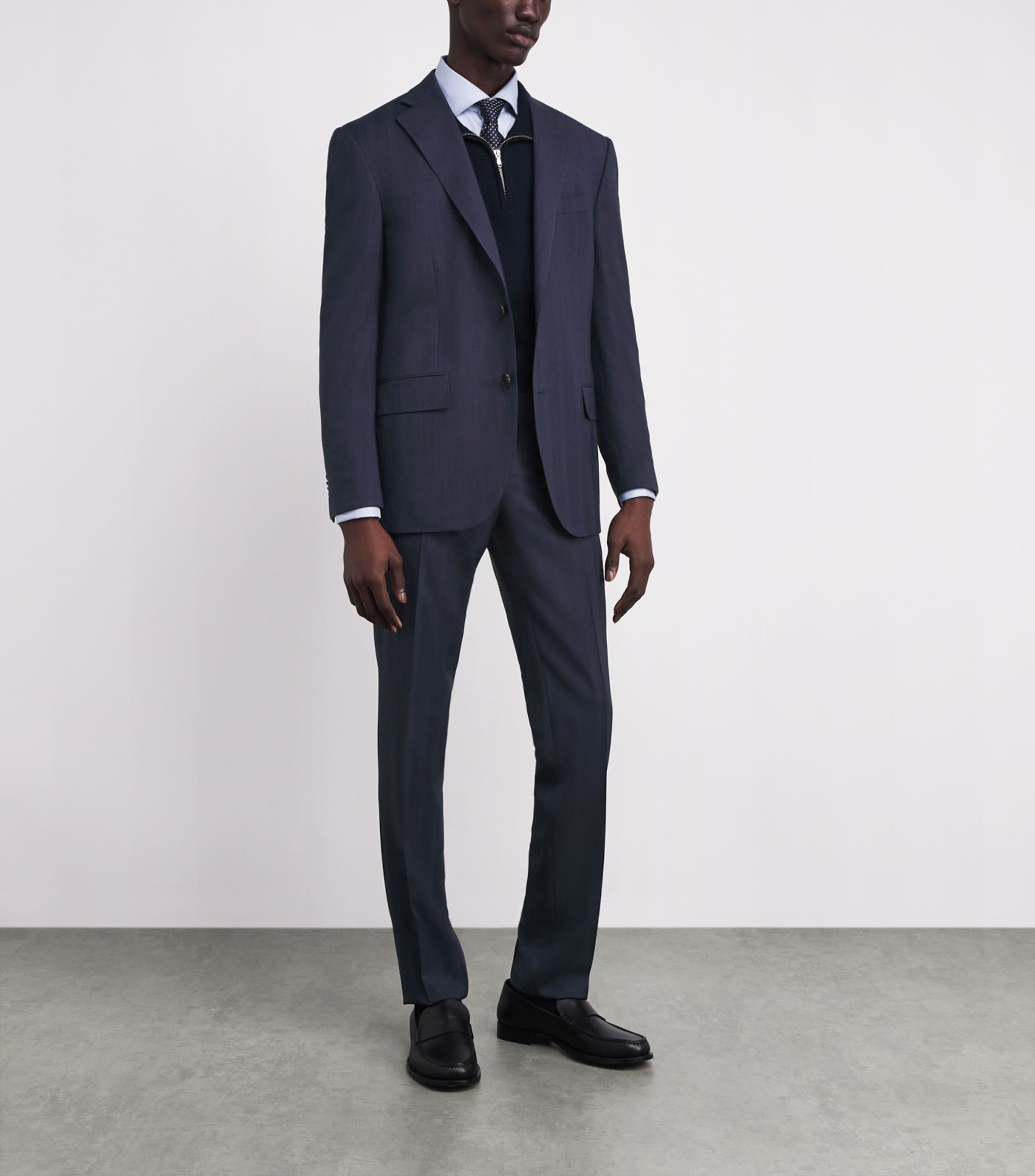 Virgin Wool Stripe 2-Piece Suit 001 NAVY BLUE Image 2