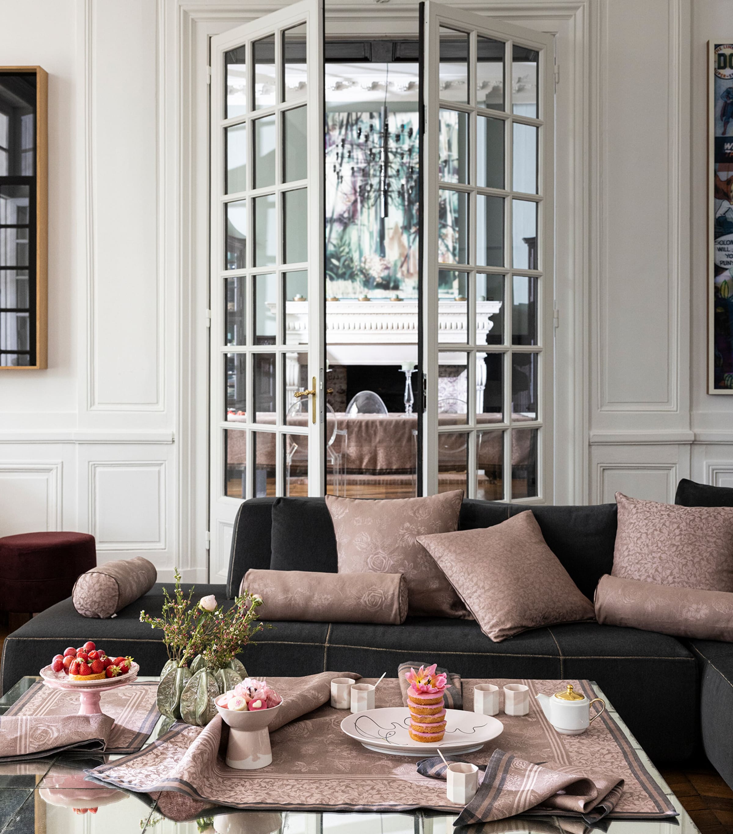 Linen Romance Tablecloth (175cm x 320cm) PINK Image 2