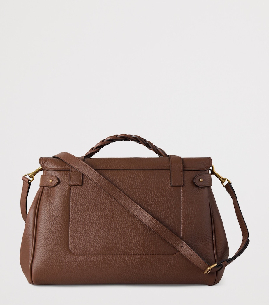 Oversized Grained Leather Alexa Satchel BRIGHT OAK Image 2