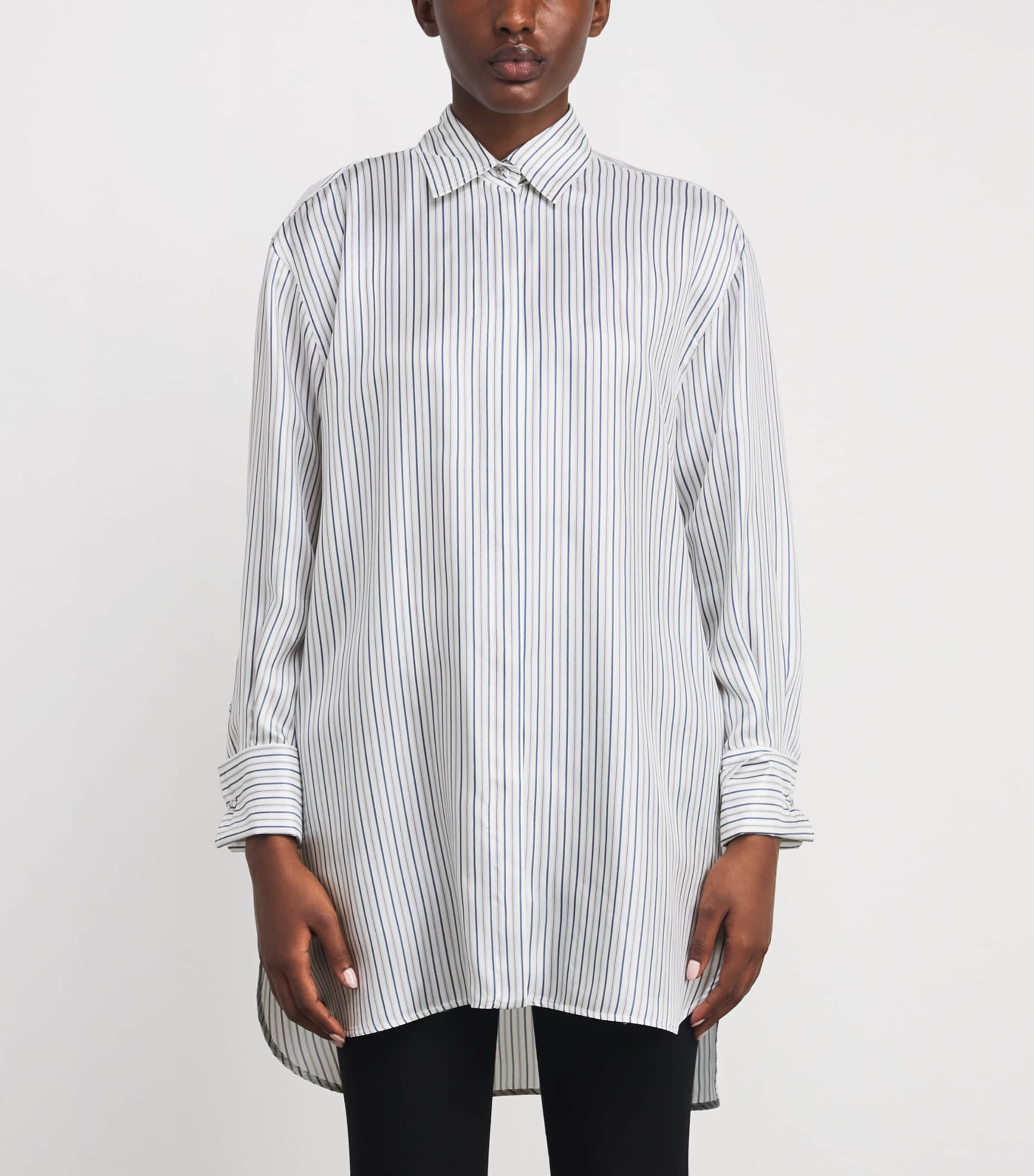 Silk Stripe Mini Shirt Dress SILK Image 3