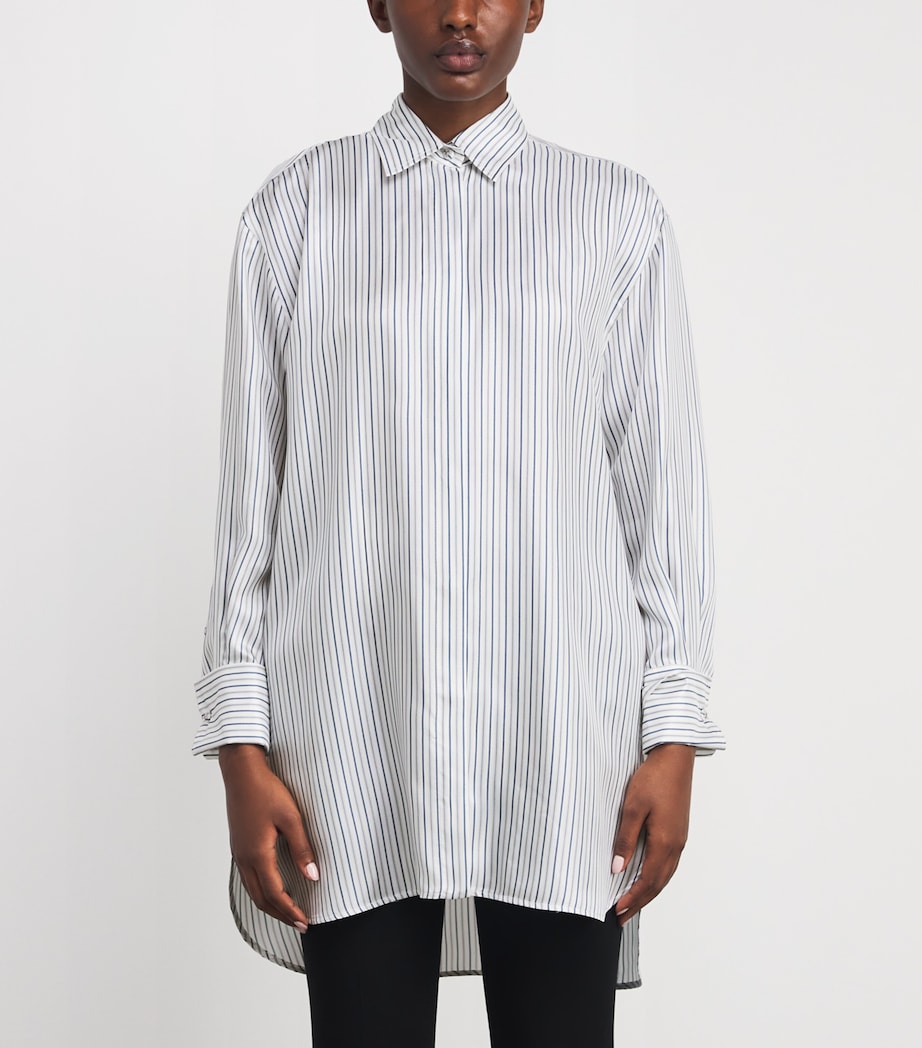 Silk Stripe Mini Shirt Dress SILK Image 3