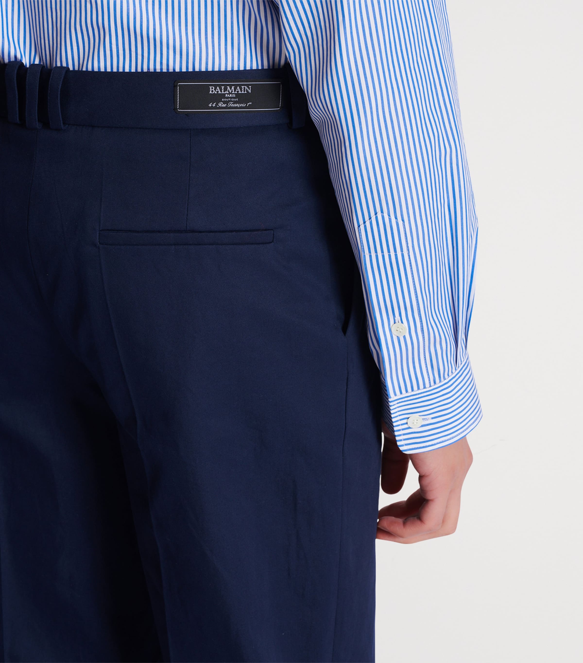 Cotton Pleated Flared Trousers 6UB MARINE Image 5