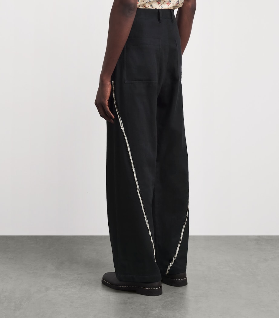 Kartik Research Mens Wool Manari Trousers Black/ Ecru Image 5