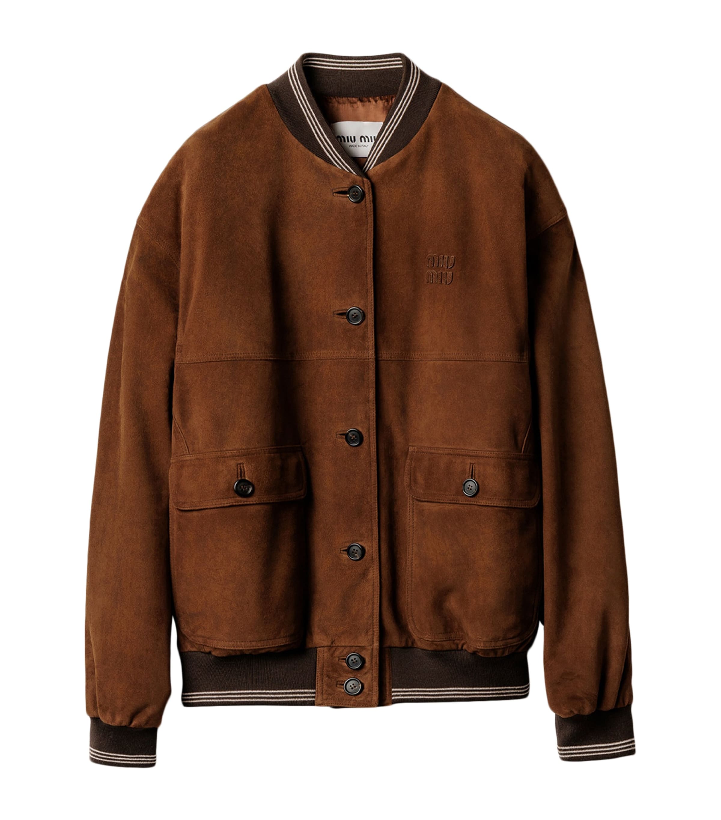 Miu Miu Womens Suede Varsity Jacket Image 1