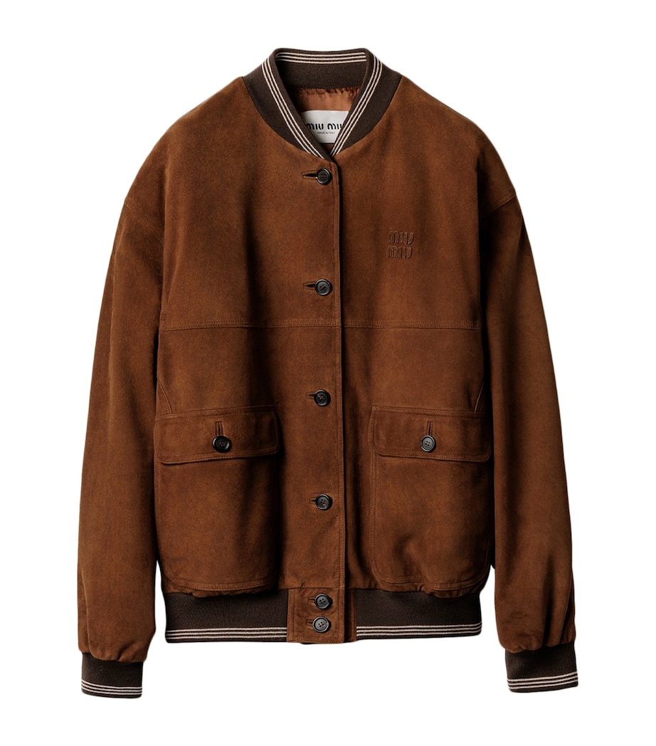 Miu Miu Womens Suede Varsity Jacket Image 1