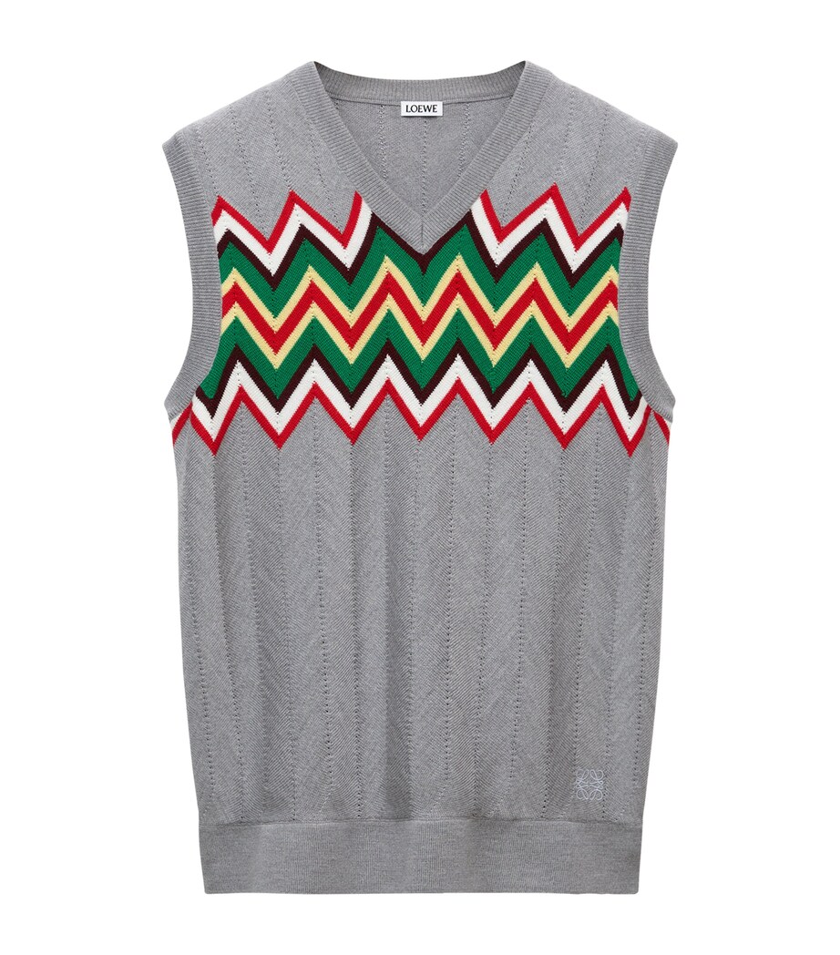 Wool-Blend Zigzag Sweater Vest GREY/MULTICOLOR Image 1