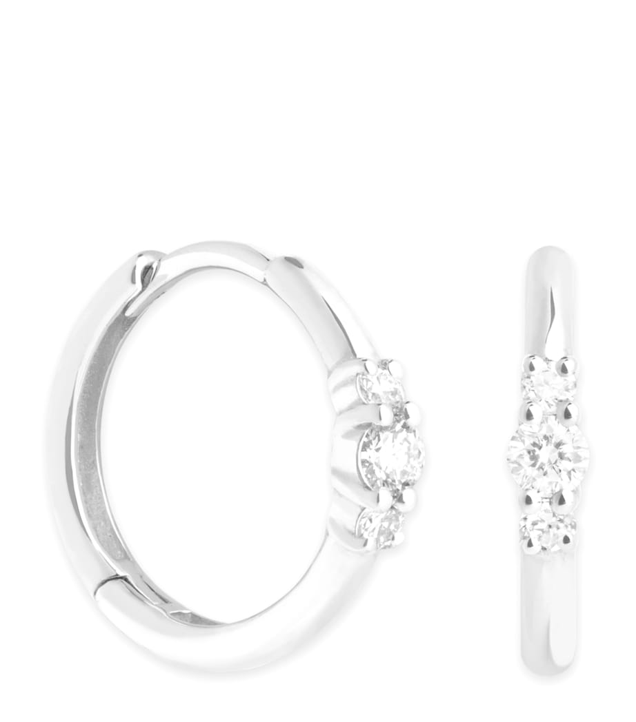 Astrid & Miyu White Gold and Diamond Triple Stone Hoops White Gold Image 1