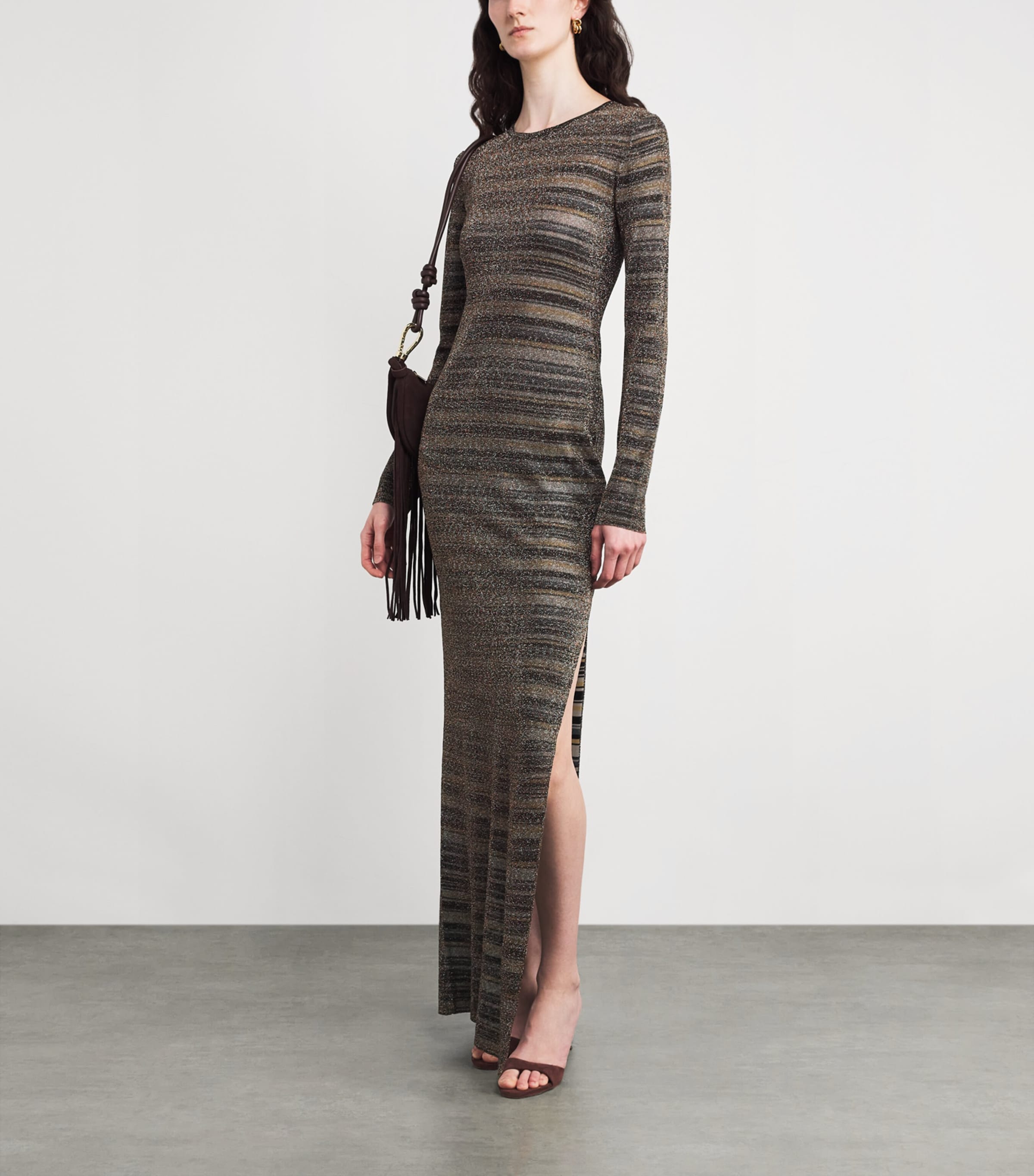 Knitted Stripe Maxi Dress SMSML GOLD/ LIGHT Image 2