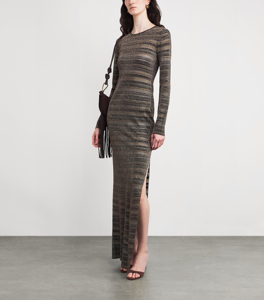Knitted Stripe Maxi Dress SMSML GOLD/ LIGHT Image 2