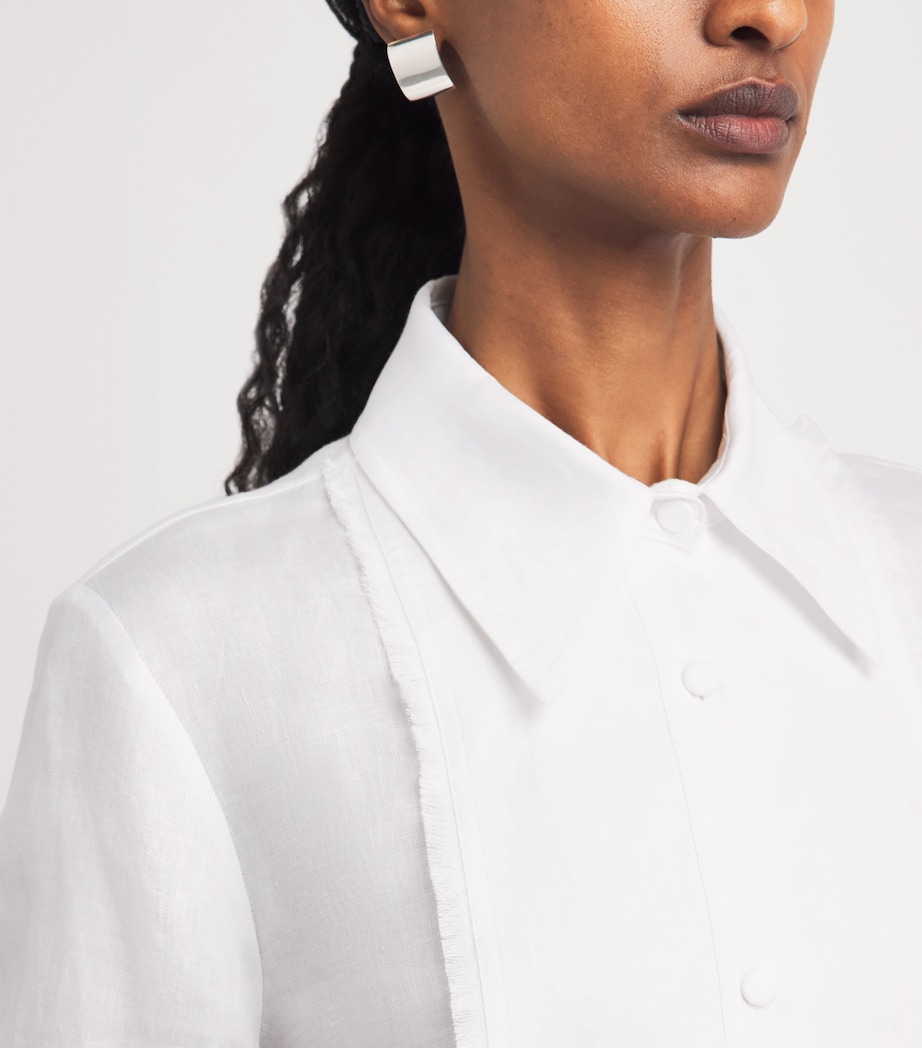 Agnona Womens Linen Short-Sleeve Shirt White Image 3