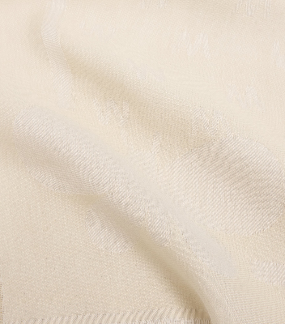 Jacquard-Knit Fringe Shawl MILK Image 3