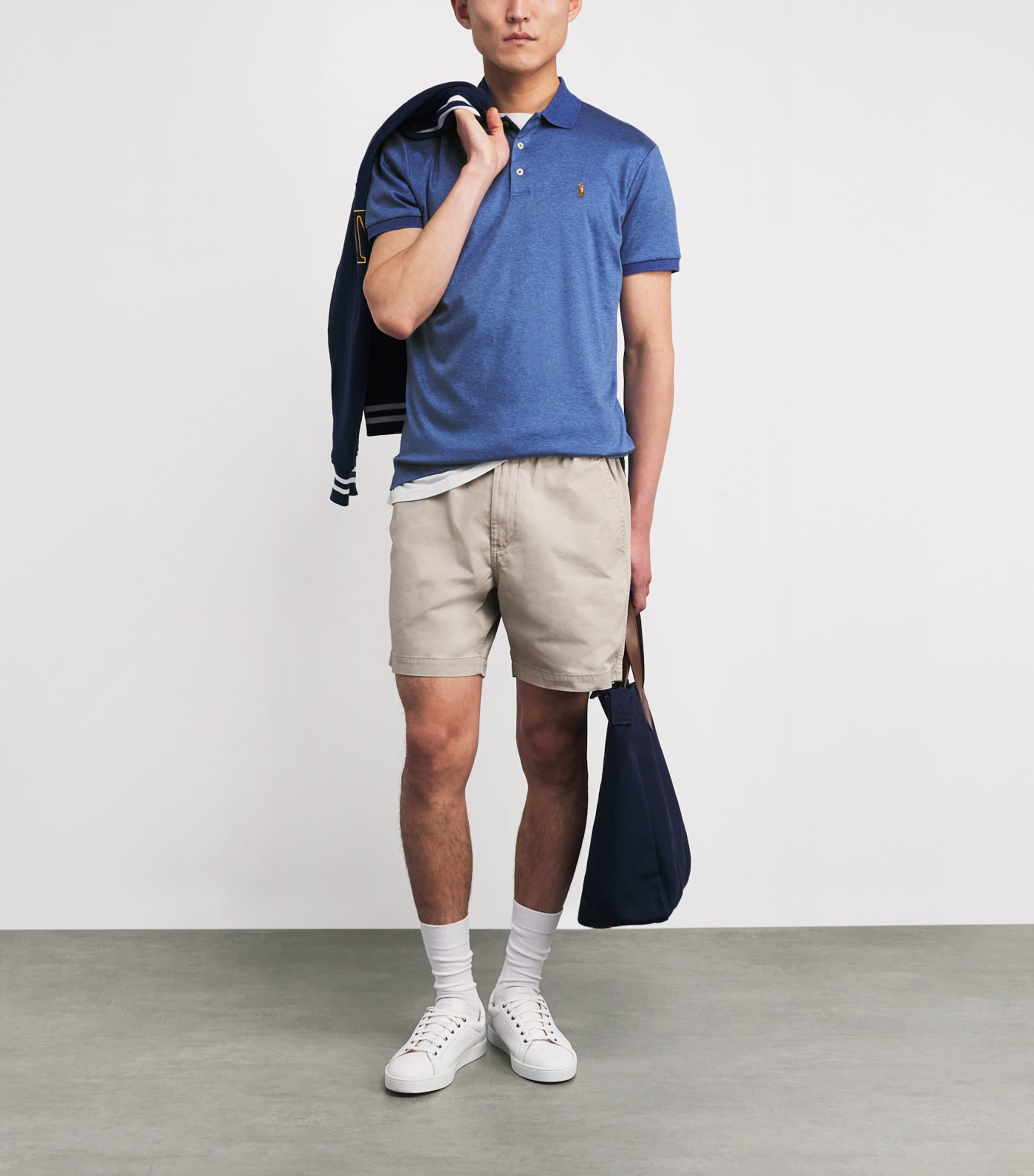 Pima Cotton Polo Shirt FADED ROYAL HEATHER Image 2