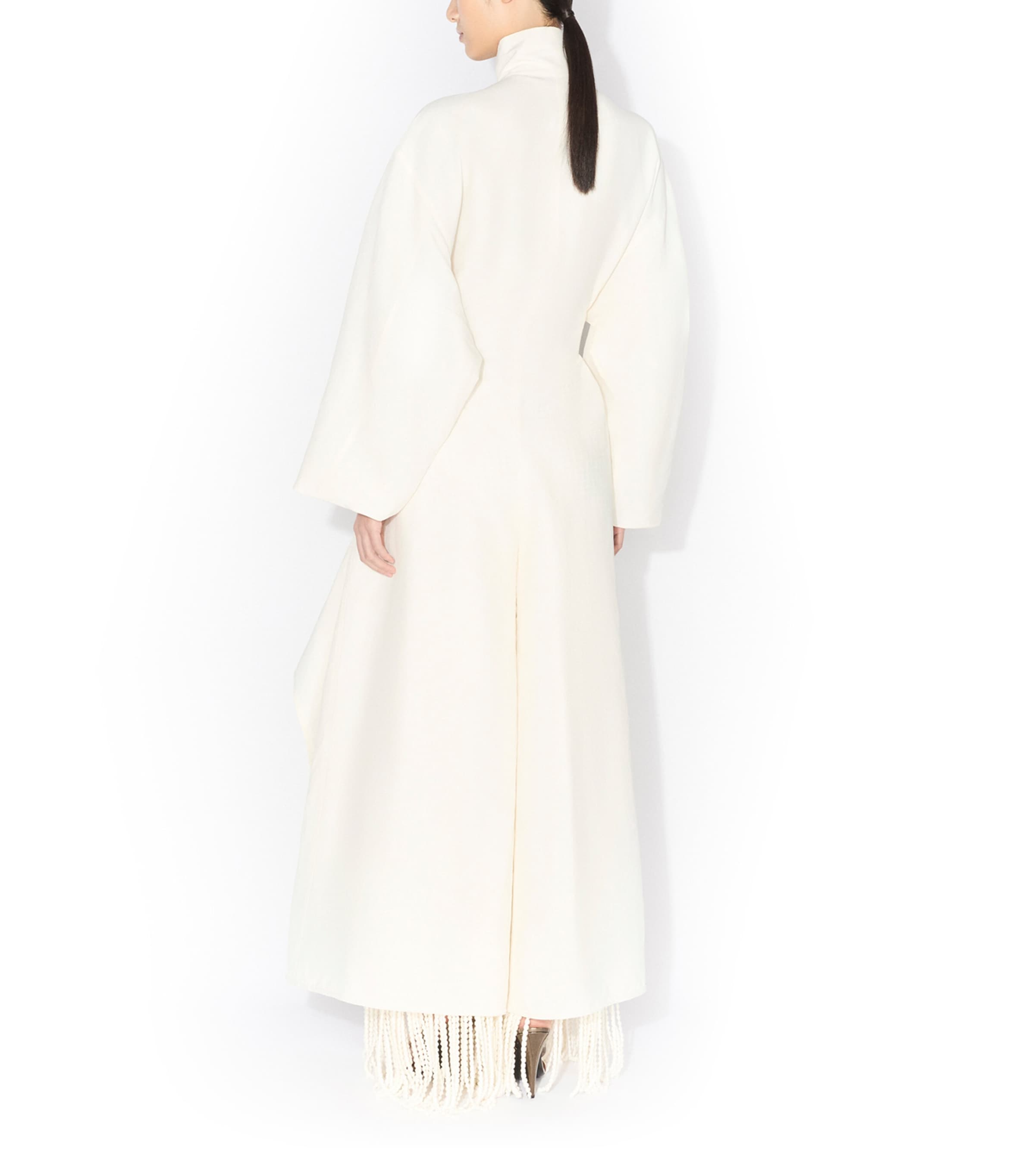 Alaïa Womens Paper-Blend Layered Jumpsuit Ivoire Image 3