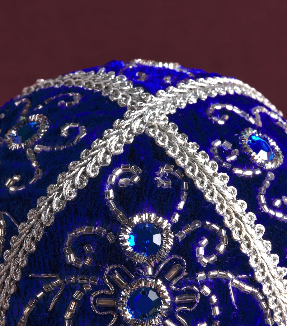 Harrods Velvet Beaded Bauble Blue/silver Image 2