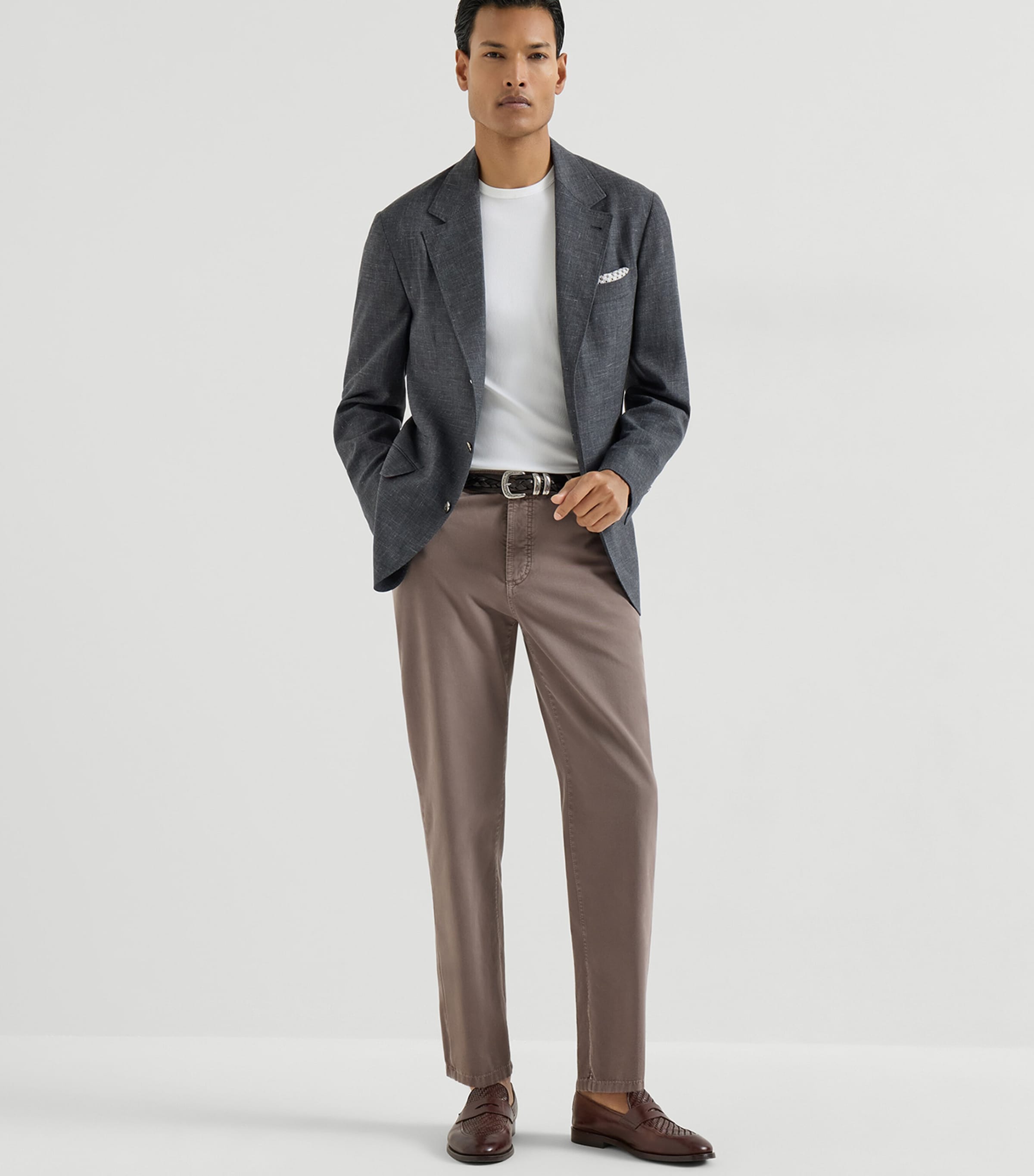 Brunello Cucinelli Mens Garment-Dyed Twisted Cotton Gabardine Jeans Image 2