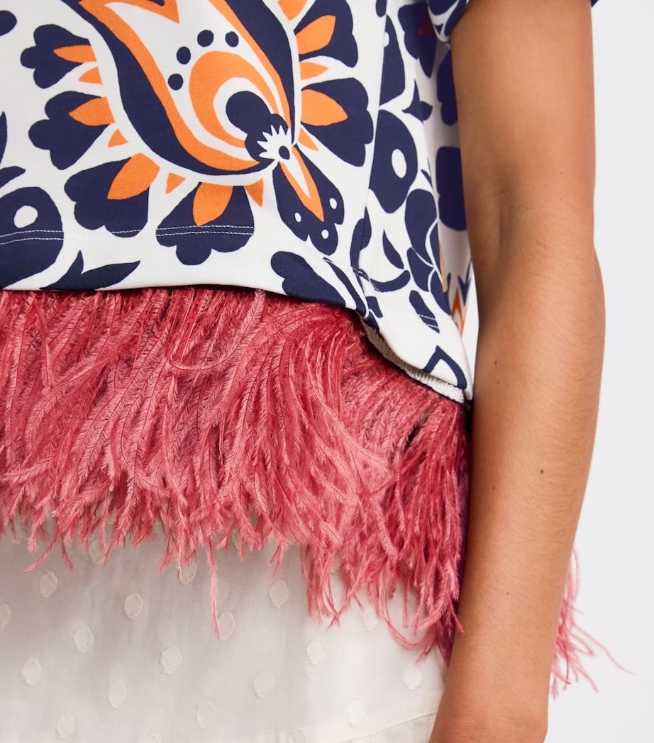 Printed Feather-Trim Top BU03 SELVA PLAC�E Image 7