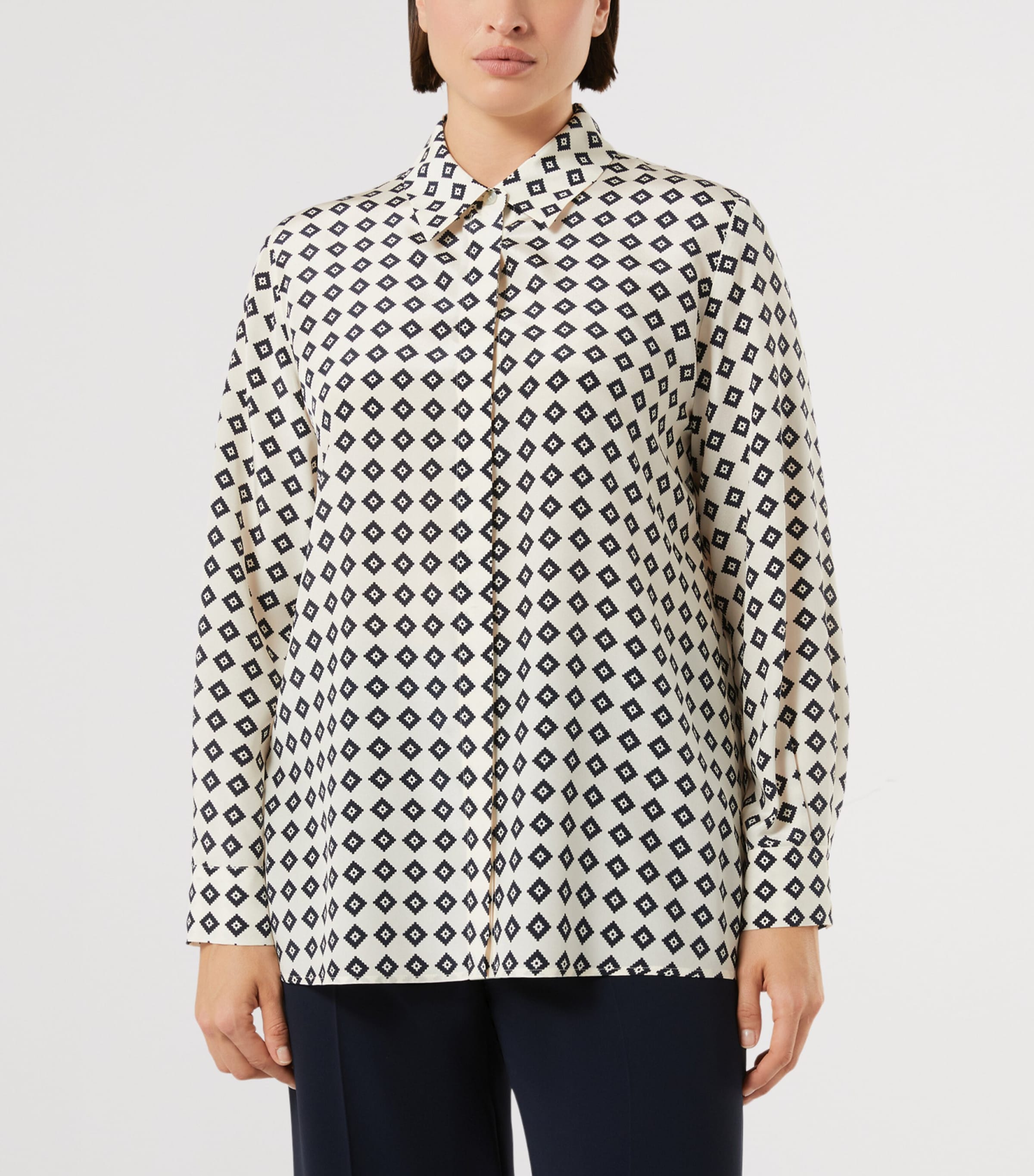 Marina Rinaldi Womens Silk Printed Shirt Ivory Image 3