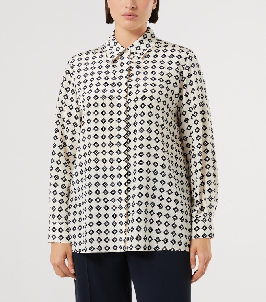 Marina Rinaldi Womens Silk Printed Shirt Ivory Image 3