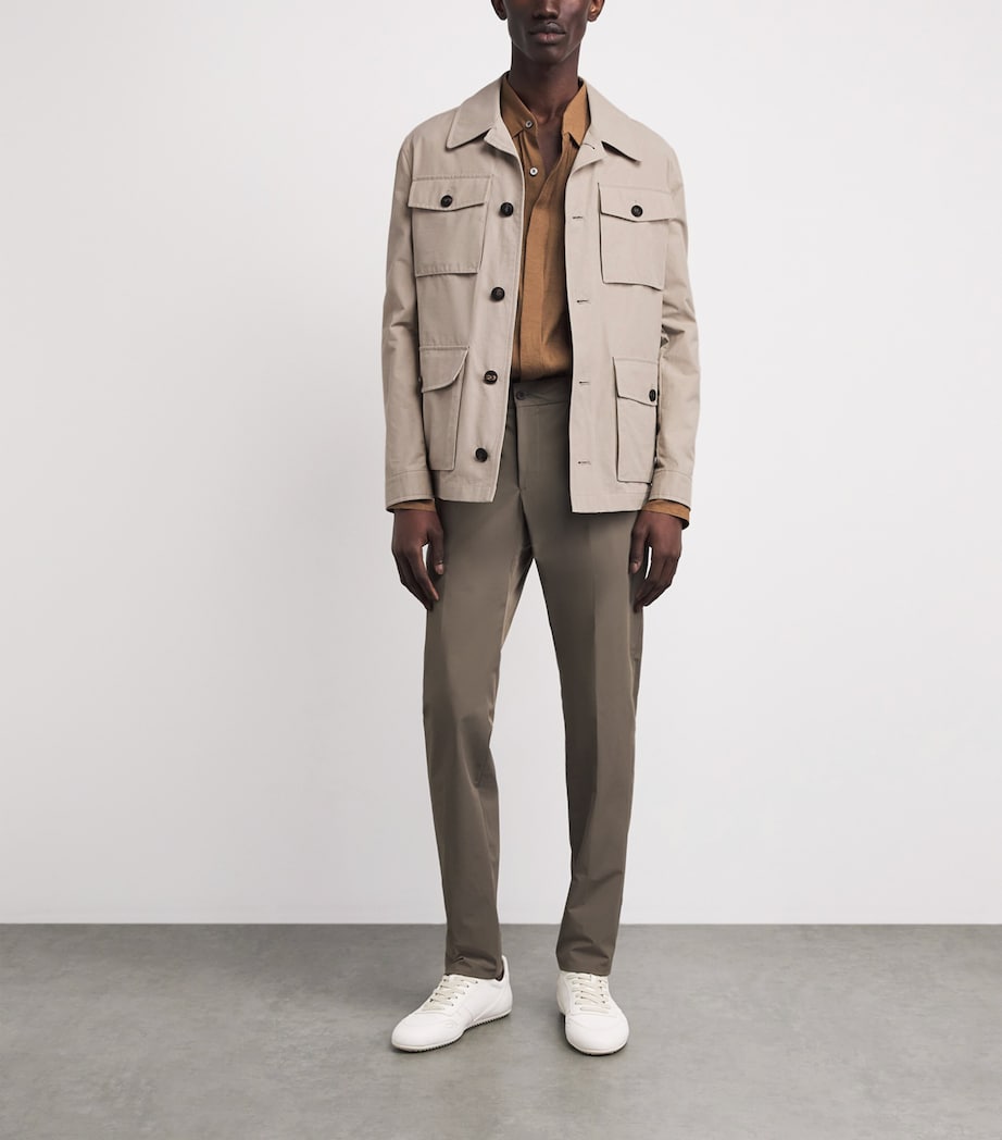 Pal Zileri Mens Cotton-Blend Field Jacket Light Brown Image 2