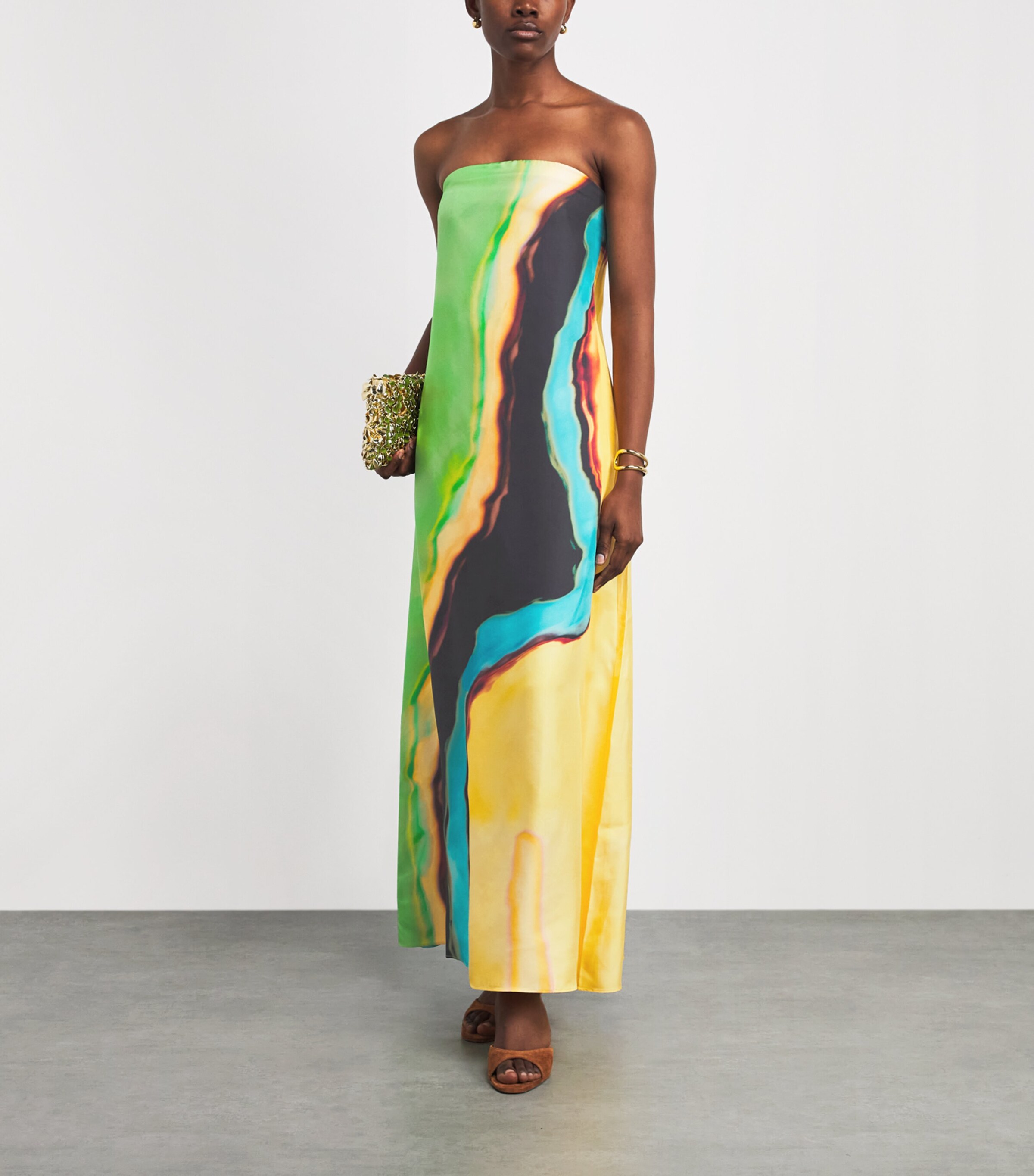 Christopher Esber Womens Silk Twill Aura Maxi Dress Valencia/ Multi Image 2